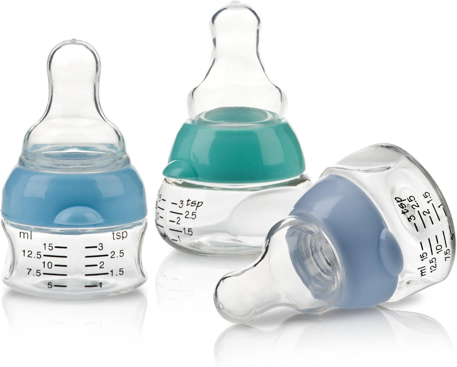 شیشه شیر کوچک نابی با سر شیشه سیلیکونی نرم برای نوزادان و کودکان، فاقد BPA / قابل استفاده در مایکروویو، 15 میلی لیتر