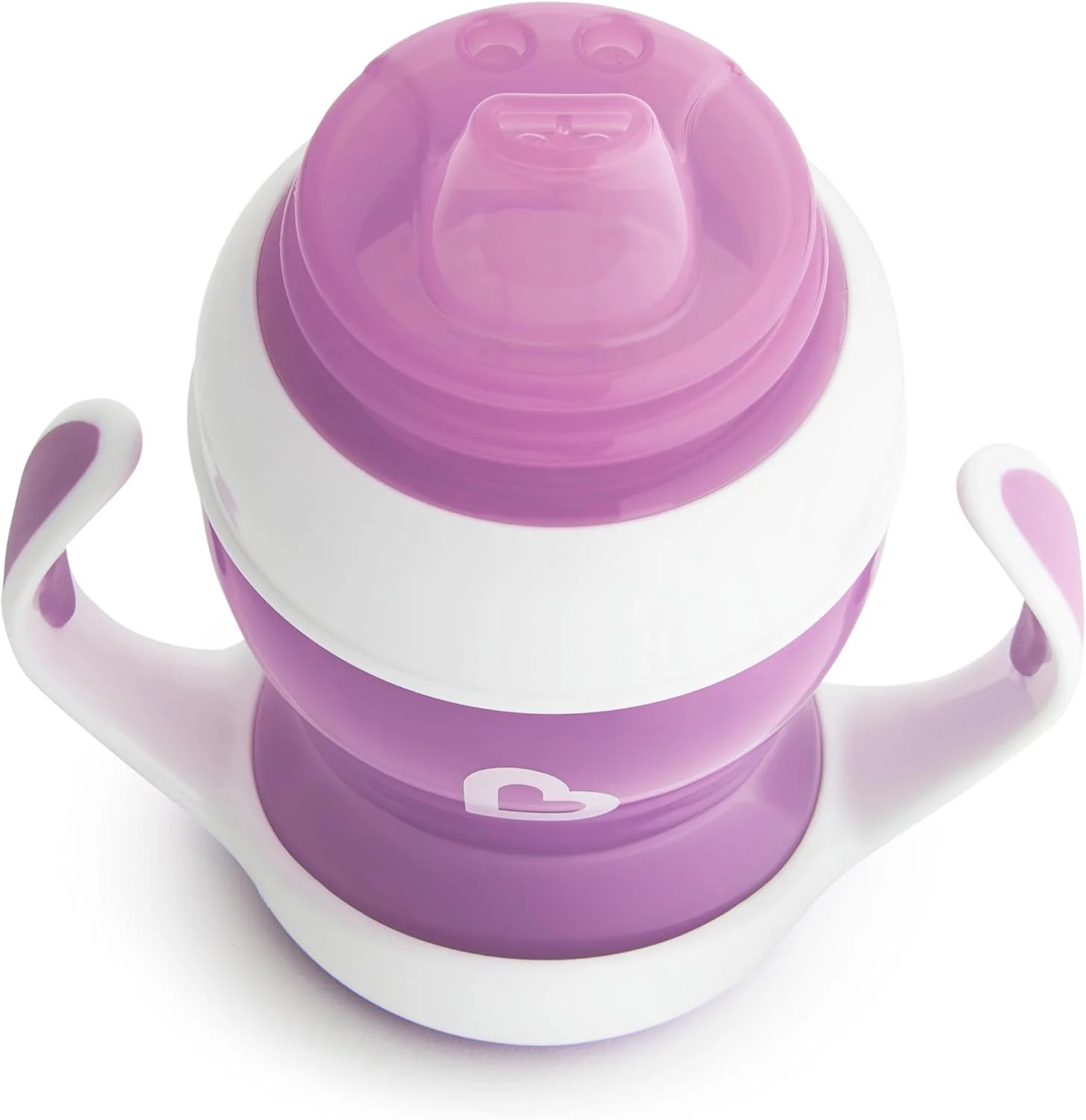 لیوان آموزشی کودک مانچکین، انتقال آسان از شیشه شیر به لیوان ضد چکه، دسته ضد لغزش مناسب نوزادان و کودکان دختر و پسر، ظرفیت 120 میلی لیتر، مناسب 4 ماه به بالا، بنفش