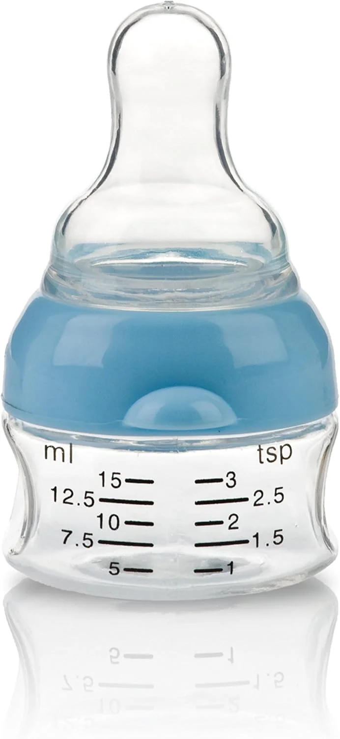 شیشه شیر کوچک نابی با سر شیشه سیلیکونی نرم برای نوزادان و کودکان، فاقد BPA / قابل استفاده در مایکروویو، 15 میلی لیتر