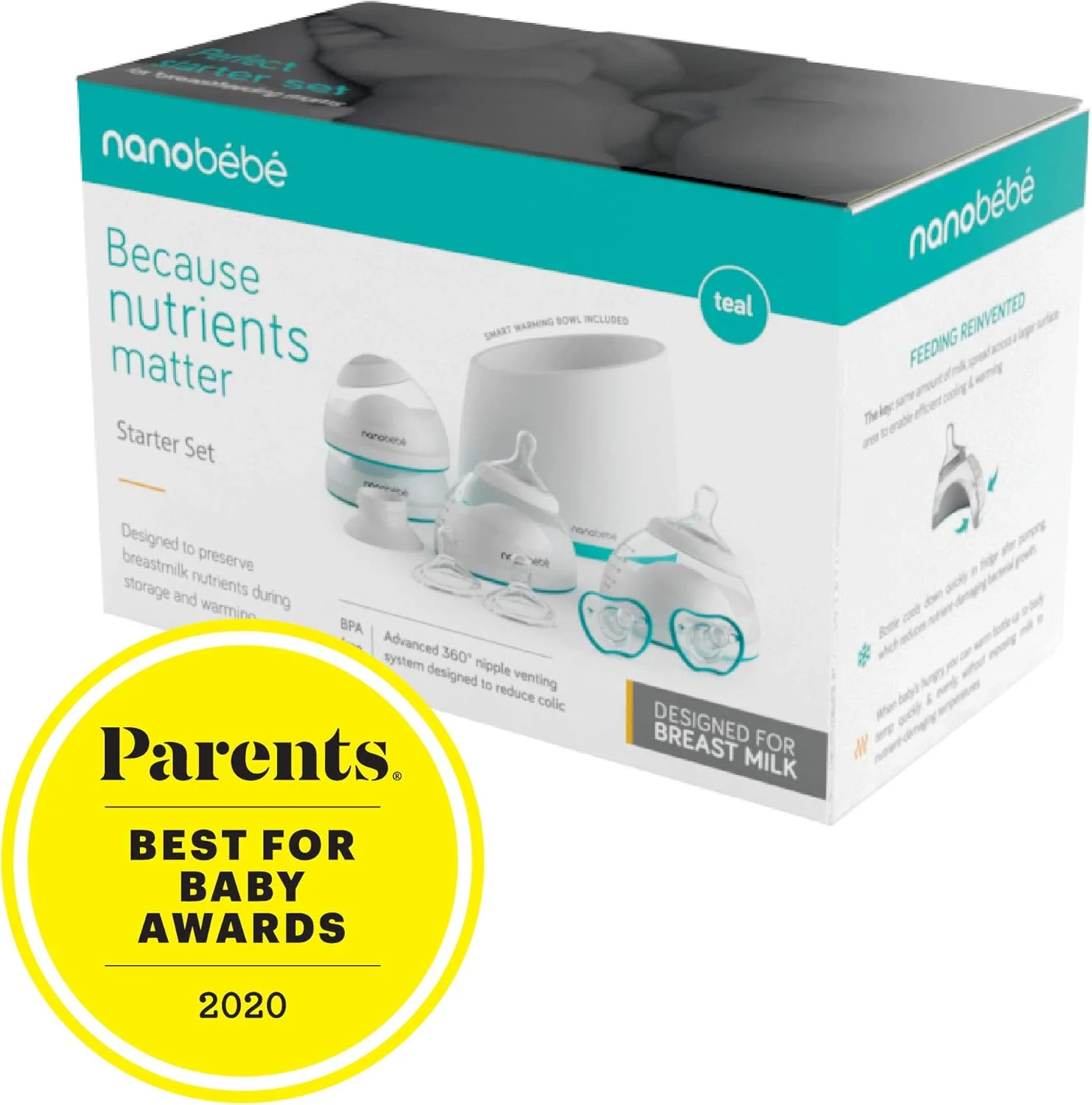 ست شیشه شیر نوزاد Nanobébé برای تغذیه با شیر مادر، ست شیشه شیر نوزاد شامل گرم کننده شیشه شیر، برنده جایزه TTPM، آبی فیروزه ای، ست 10 تکه ست شیشه شیر نوزاد Nanobébé برای تغذیه با شیر مادر، ست شیشه شیر نوزاد شامل گرم کننده شیشه شیر، برنده جایزه TTPM، آبی فیروزه ای، ست 10 تکه