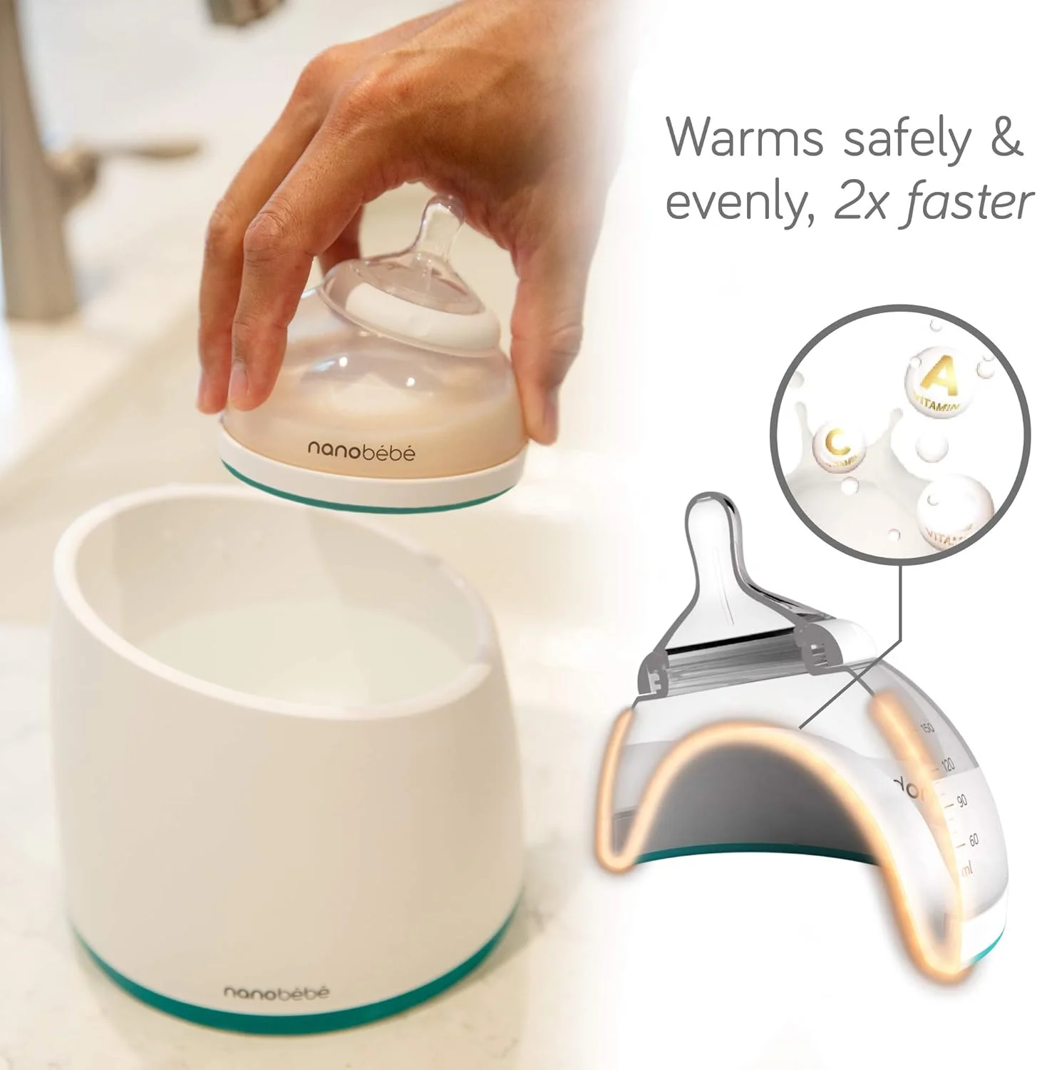 ست شیشه شیر نوزاد Nanobébé برای تغذیه با شیر مادر، ست شیشه شیر نوزاد شامل گرم کننده شیشه شیر، برنده جایزه TTPM، آبی فیروزه ای، ست 10 تکه ست شیشه شیر نوزاد Nanobébé برای تغذیه با شیر مادر، ست شیشه شیر نوزاد شامل گرم کننده شیشه شیر، برنده جایزه TTPM، آبی فیروزه ای، ست 10 تکه