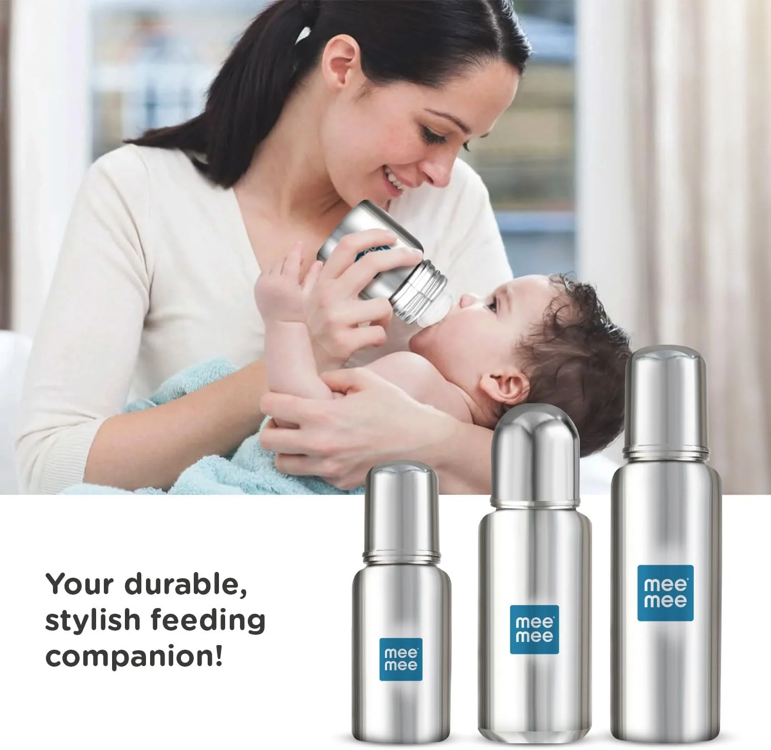 شیشه شیر استیل کودک می می 240 میلی لیتر | شیشه شیر کودک با دریچه ضد نفخ پیشرفته، فاقد BPA، سرشیشه سیلیکونی نرم، گردن پهن برای نوزادان/کودکان/تازه متولدین 0-2 سال شیشه شیر استیل کودک می می 240 میلی لیتر | شیشه شیر کودک با دریچه ضد نفخ پیشرفته، فاقد BPA، سرشیشه سیلیکونی نرم، گردن پهن برای نوزادان/کودکان/تازه متولدین 0-2 سال