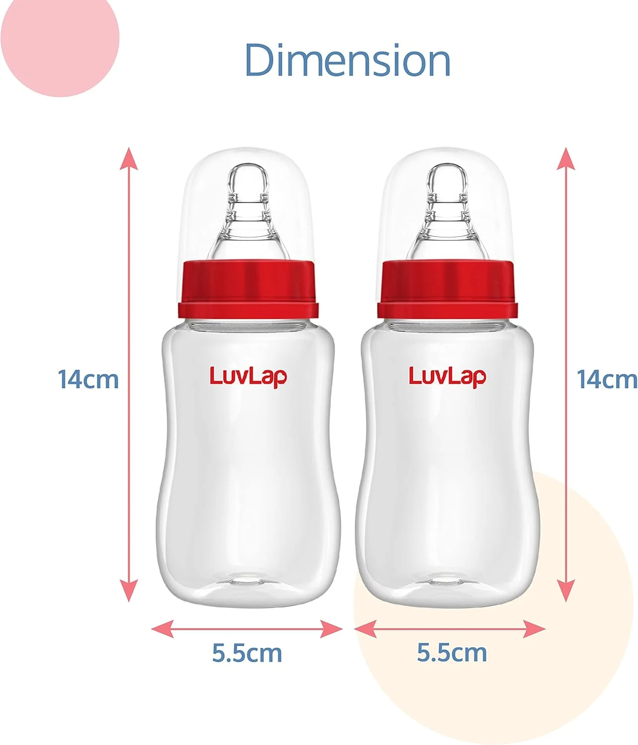 شیشه شیر ضد نفخ نوزاد Luv Lap با گردن باریک، 125 میلی لیتر، بسته 2 عددی شیشه شیر ضد نفخ نوزاد Luv Lap با گردن باریک، 125 میلی لیتر، بسته 2 عددی
