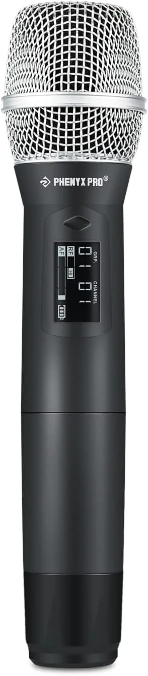 میکروفون بی سیم حرفه ای Phenyx Pro، میکروفون دینامیک UHF، میکروفون بی سیم فلزی، میکروفون دستی برای سیستم تنوع واقعی PTU-1U/PTU-2U با فرکانس های قابل انتخاب (PWH-12)