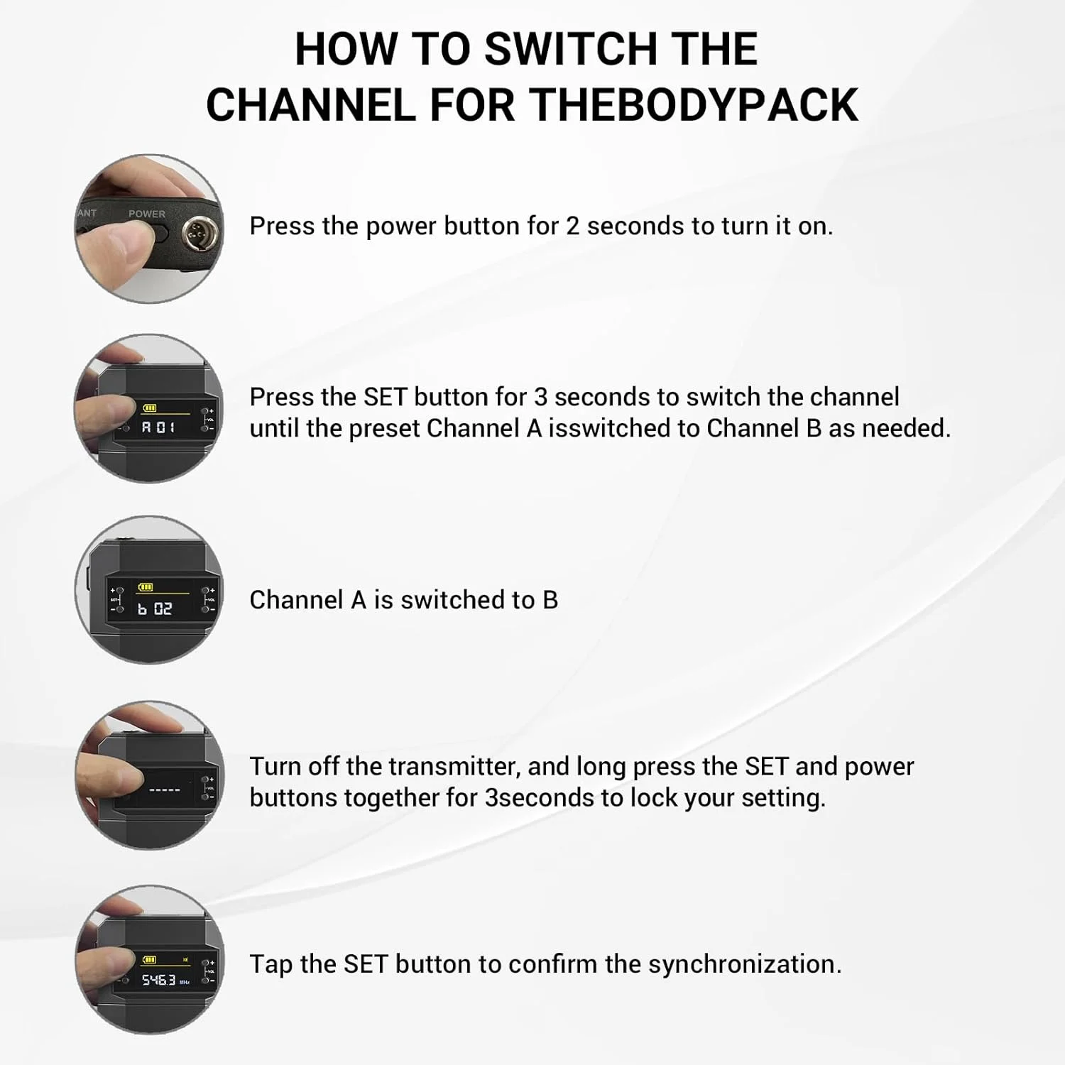 فرستنده بی‌سیم کمری UHF Phenyx Pro PTU-52 با جک XLR 3 پین و 30 فرکانس قابل انتخاب، سازگار با سیستم میکروفون بی‌سیم PTU-52