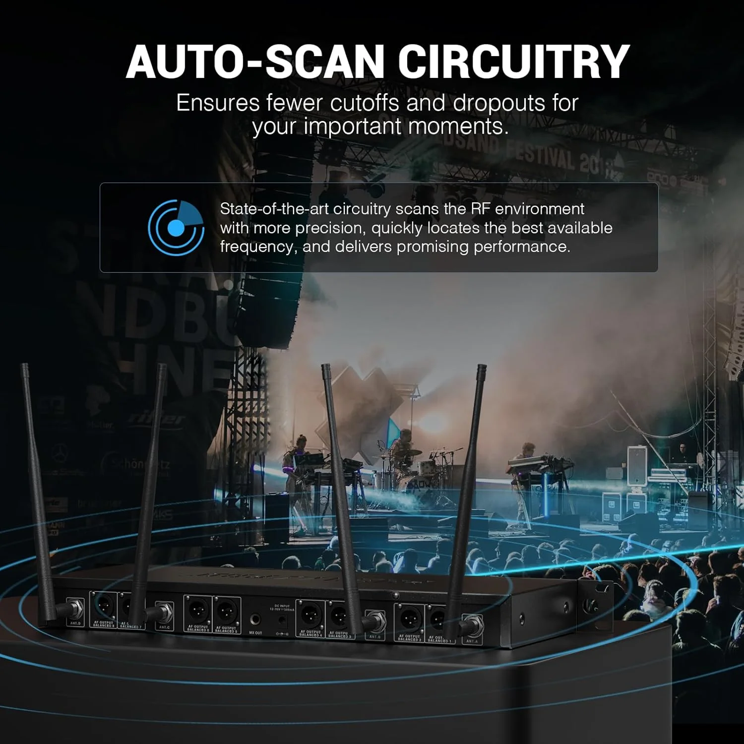 سیستم میکروفون بی سیم Phenyx Pro PTU6000A با مجموعه میکروفون دستی فلزی (328 فوت، 8 x 40 کانال)