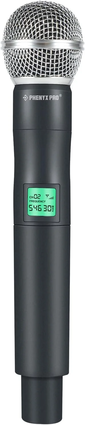 میکروفون بی‌سیم حرفه‌ای Phenyx Pro، میکروفون دینامیک UHF 546.3 مگاهرتز، میکروفون بی‌سیم فلزی، فرستنده میکروفون دستی برای سری PTU-5000/PTU-4000 (PWH-5-546.3)