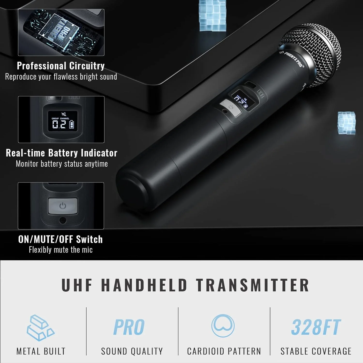 سیستم میکروفون بی سیم Phenyx Pro، میکروفون بی سیم چهار کاناله، با 4x40 فرکانس UHF، اسکن خودکار، برد بلند 328 فوتی، 4 میکروفون دستی دینامیک برای آواز، کلیسا، کارائوکه (PTU-7000-4H) سیستم میکروفون بی سیم Phenyx Pro، میکروفون بی سیم چهار کاناله، با 4x40 فرکانس UHF، اسکن خودکار، برد بلند 328 فوتی، 4 میکروفون دستی دینامیک برای آواز، کلیسا، کارائوکه (PTU-7000-4H)