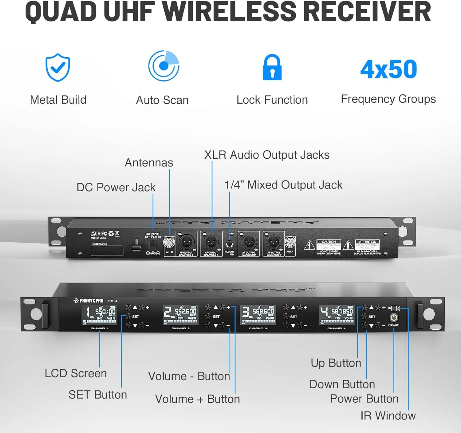 سیستم میکروفون کنفرانس بیسیم Phenyx Pro، میکروفون تریبون بیسیم چهار کاناله، 4x50 فرکانس UHF، اسکن خودکار، 4 میکروفون گردن غازی برای سخنرانی، کلیسا، کنفرانس، سخنرانی عمومی (PTC-4) سیستم میکروفون کنفرانس بیسیم Phenyx Pro، میکروفون تریبون بیسیم چهار کاناله، 4x50 فرکانس UHF، اسکن خودکار، 4 میکروفون گردن غازی برای سخنرانی، کلیسا، کنفرانس، سخنرانی عمومی (PTC-4)