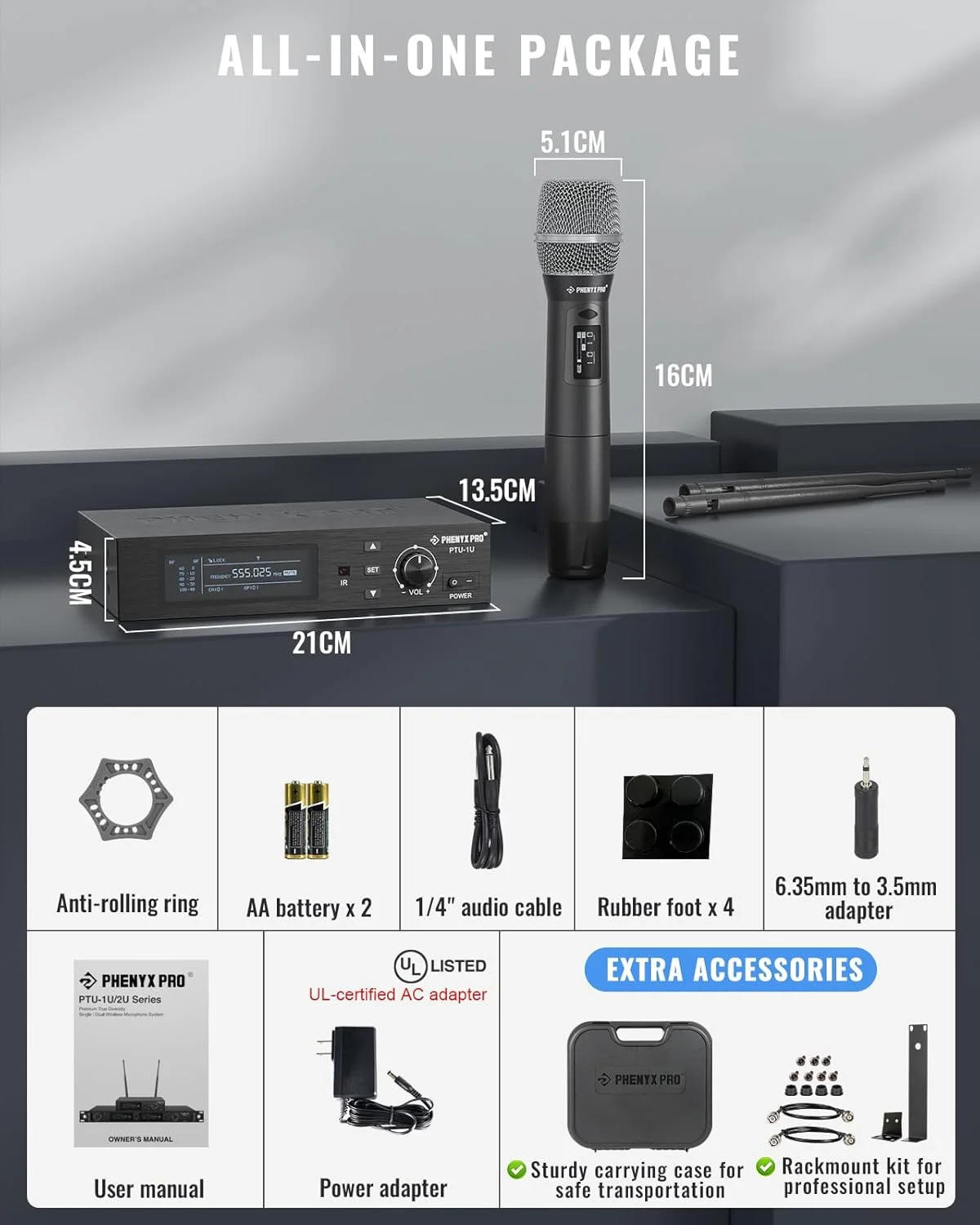 سیستم میکروفون بی سیم با تنوع واقعی Phenyx Pro با 1000 کانال قابل تنظیم، مجموعه میکروفون بی سیم تکی با اسکن خودکار، میکروفون دینامیک حرفه ای UHF برای آواز، استیج و استودیو (PTU-1U) سیستم میکروفون بی سیم با تنوع واقعی Phenyx Pro با 1000 کانال قابل تنظیم، مجموعه میکروفون بی سیم تکی با اسکن خودکار، میکروفون دینامیک حرفه ای UHF برای آواز، استیج و استودیو (PTU-1U)