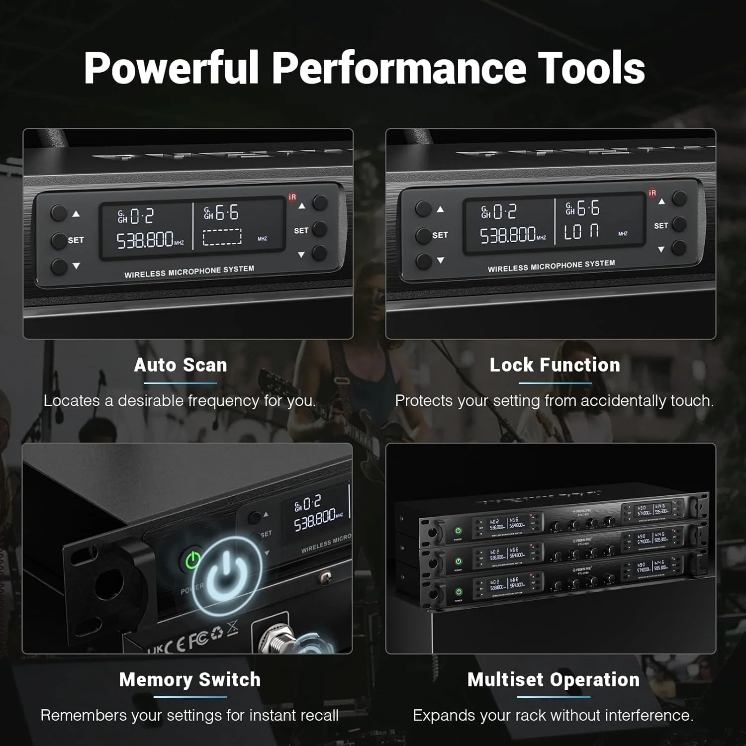 سیستم میکروفون بی سیم Phenyx Pro، میکروفون 4 کاناله UHF با 4 بادی پک و هدفون/میکروفون کلیسایی، 4x40 فرکانس، اسکن خودکار، پوشش 328 فوتی برای آواز، دی جی (PTU-7000-4B) سیستم میکروفون بی سیم Phenyx Pro، میکروفون 4 کاناله UHF با 4 بادی پک و هدفون/میکروفون کلیسایی، 4x40 فرکانس، اسکن خودکار، پوشش 328 فوتی برای آواز، دی جی (PTU-7000-4B)