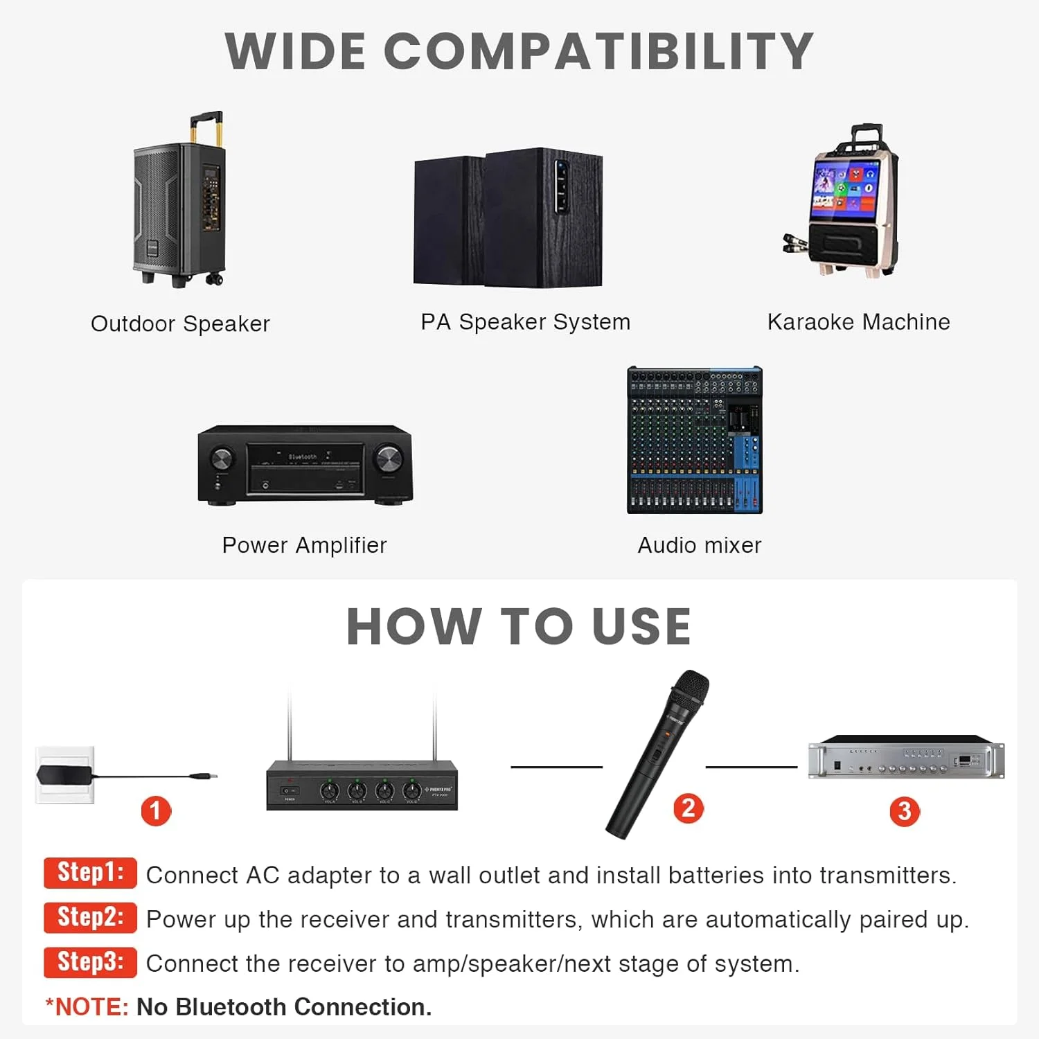 سیستم میکروفون بی سیم 4 کاناله VHF Phenyx Pro، 4 میکروفون دستی، فرکانس ثابت، گیرنده فلزی، عملکرد از راه دور، ایده آل برای کلیسا، مهمانی، آدرس عمومی (PTV-2000) سیستم میکروفون بی سیم 4 کاناله VHF Phenyx Pro، 4 میکروفون دستی، فرکانس ثابت، گیرنده فلزی، عملکرد از راه دور، ایده آل برای کلیسا، مهمانی، آدرس عمومی (PTV-2000)