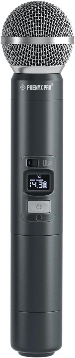 میکروفون بی سیم حرفه ای Phenyx Pro، میکروفون دینامیک UHF، میکروفون بی سیم فلزی، میکروفون دستی برای PTU-71/PTU-7000/PTU-6000 با فرکانس های قابل انتخاب (PWH-7)