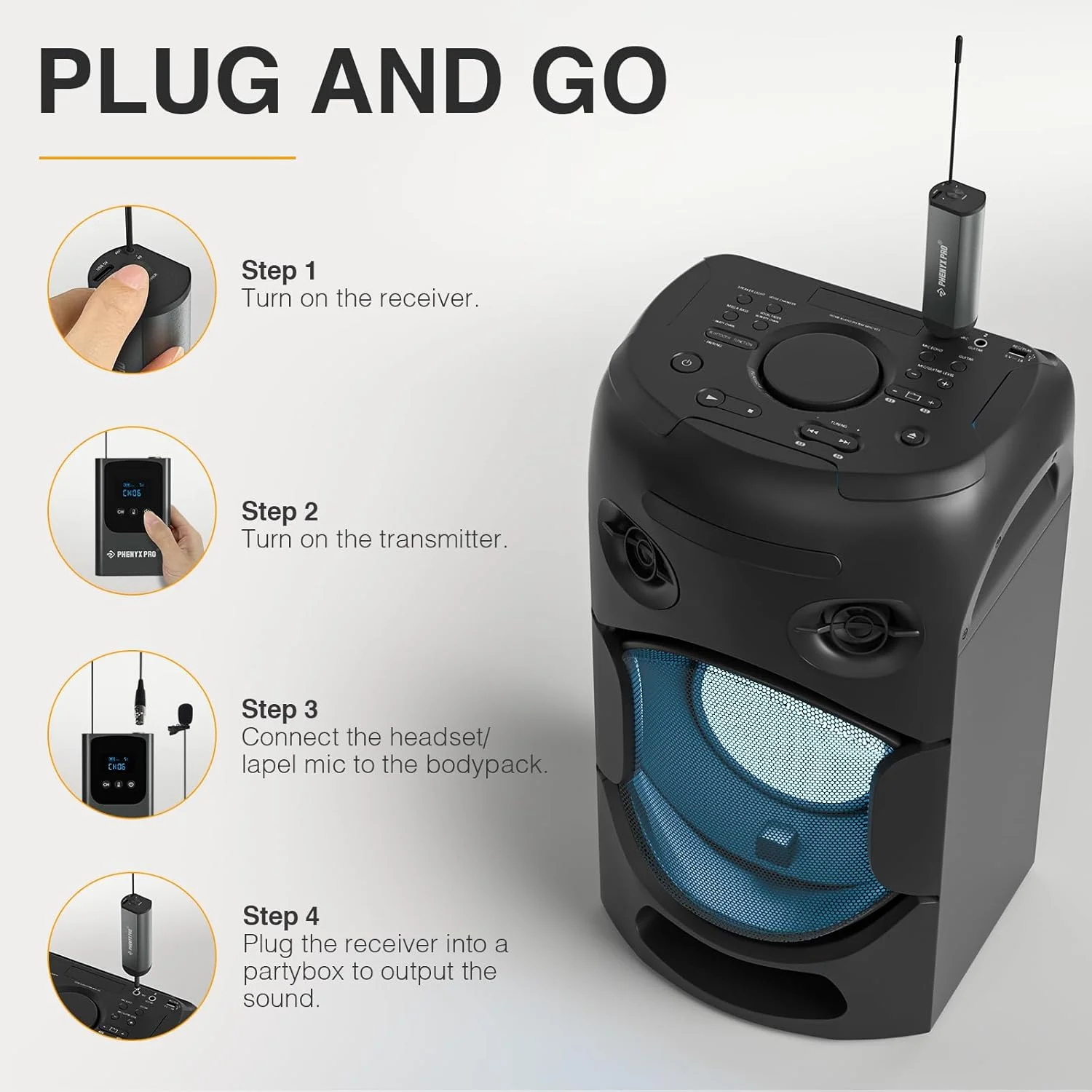 سیستم میکروفون بی سیم دیجیتال تک کاناله Phenyx Pro، با گیرنده مینی، فرستنده بدنه، 15 کانال در باند UHF 900MHz، میکروفون هدست/یقه ای برای کارائوکه، خواننده، کلیسا، عروسی (PDP-1-1B) سیستم میکروفون بی سیم دیجیتال تک کاناله Phenyx Pro، با گیرنده مینی، فرستنده بدنه، 15 کانال در باند UHF 900MHz، میکروفون هدست/یقه ای برای کارائوکه، خواننده، کلیسا، عروسی (PDP-1-1B)