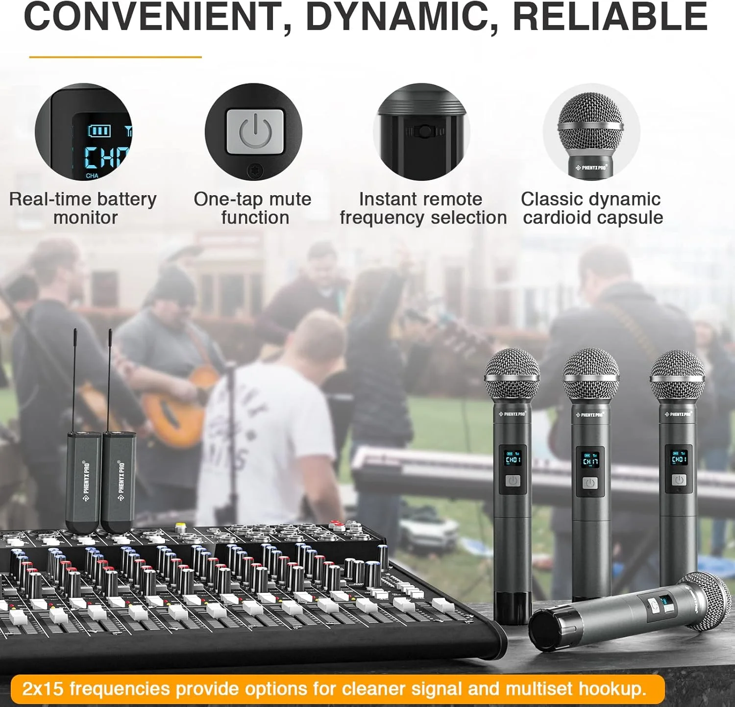 سیستم میکروفون بی سیم دیجیتال دوگانه Phenyx Pro، با 2 میکروفون دستی دینامیک، 15 گروه فرکانس UHF، مینی رسیور، میکروفون بی سیم فلزی برای کارائوکه، کلیسا، دی جی، آواز خواندن (PDP-2-2H) سیستم میکروفون بی سیم دیجیتال دوگانه Phenyx Pro، با 2 میکروفون دستی دینامیک، 15 گروه فرکانس UHF، مینی رسیور، میکروفون بی سیم فلزی برای کارائوکه، کلیسا، دی جی، آواز خواندن (PDP-2-2H)