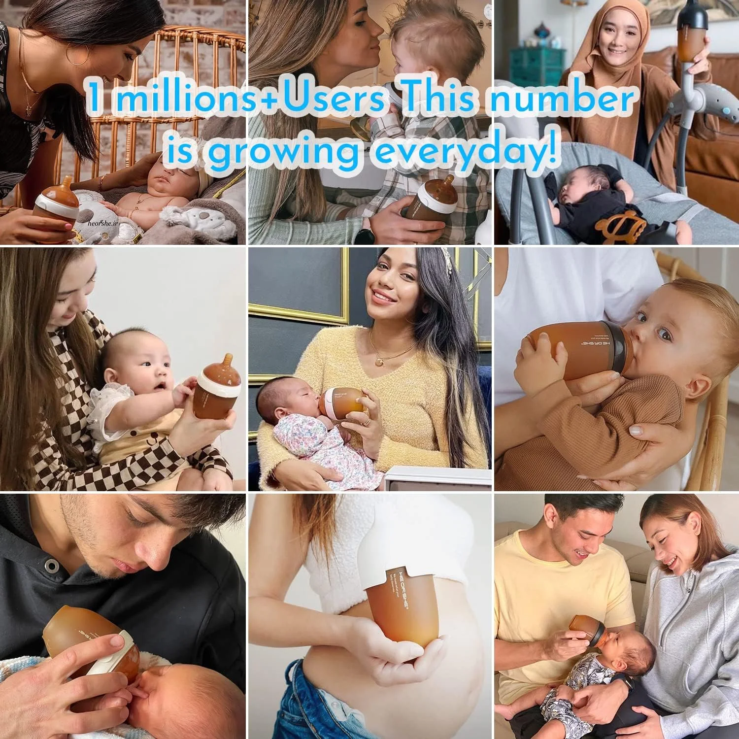 بطری سیلیکونی کودک HE OR SHE - بطری های ضد نفخ - بطری های 150 میلی لیتری - بطری شیردهی نرم - دهانه پهن، مونتاژ و تمیز کردن آسان با درپوش خاکستری بطری سیلیکونی کودک HE OR SHE - بطری های ضد نفخ - بطری های 150 میلی لیتری - بطری شیردهی نرم - دهانه پهن، مونتاژ و تمیز کردن آسان با درپوش خاکستری