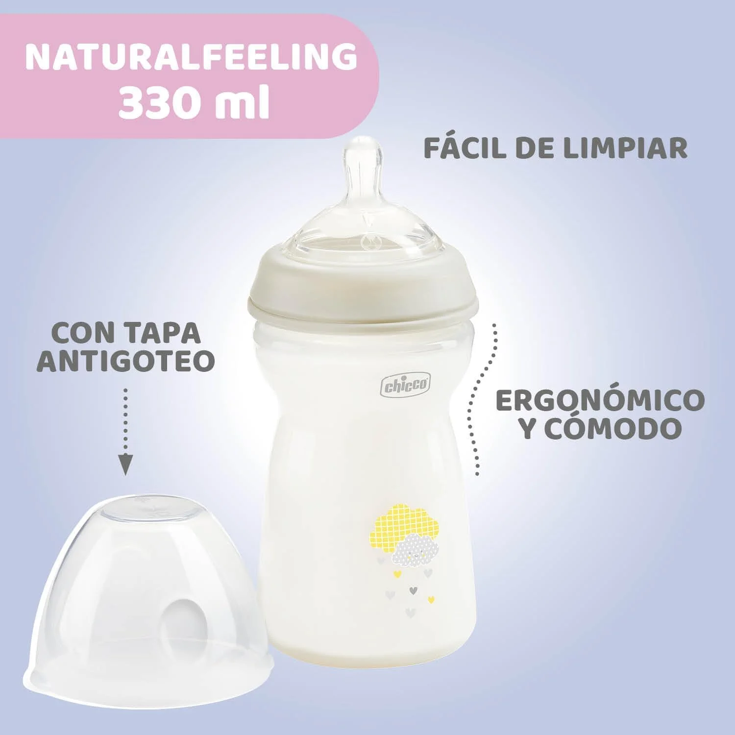 شیشه شیر نچرال فیلینگ چیکو 330 میلی لیتر جریان سریع 6+ ماه سیلیکونی، خنثی شیشه شیر نچرال فیلینگ چیکو 330 میلی لیتر جریان سریع 6+ ماه سیلیکونی، خنثی