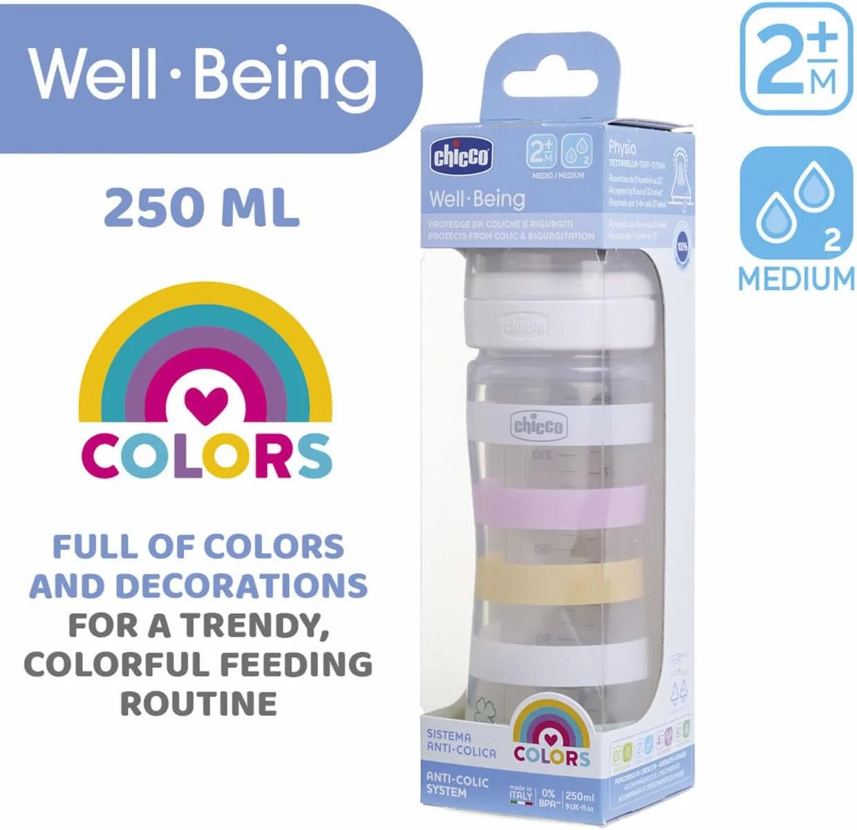 شیشه شیر کودک چیکو مدل Well-Being حجم 250 میلی لیتر جریان متوسط 2+ ماه سیلیکونی نارنجی شیشه شیر کودک چیکو مدل Well-Being حجم 250 میلی لیتر جریان متوسط 2+ ماه سیلیکونی نارنجی