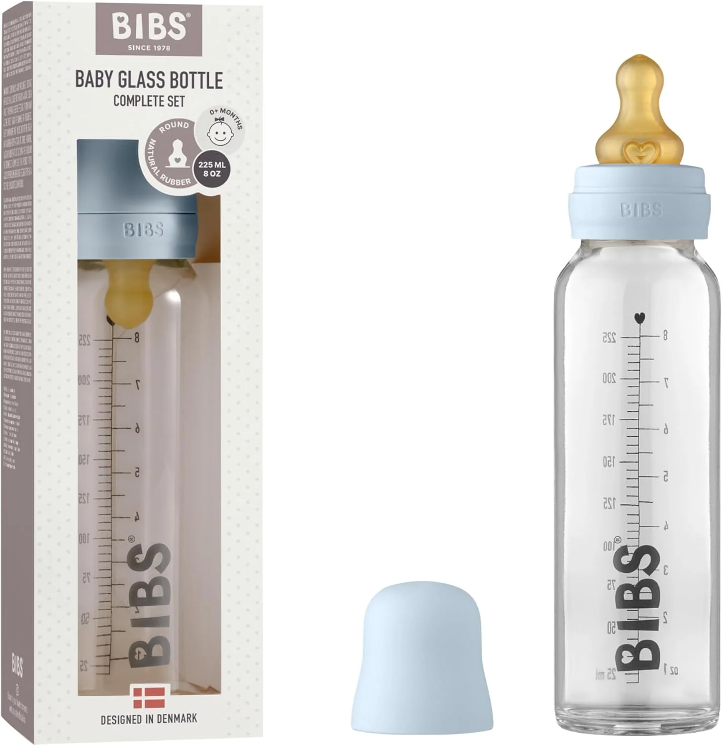 شیشه شیر کودک BIBS، 225 میلی لیتر، آبی آسمانی