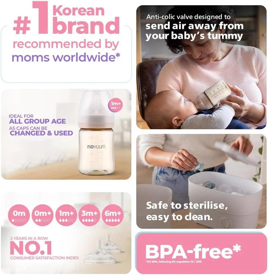 شیشه شیر کودک همه کاره Moyuum PPSU، شیشه شیر 270 میلی لیتری برای نوزادان شیرخوار با سرشیشه، ضد نفخ، دهانه پهن، پایه ثابت ضد لغزش، شیشه شیر طبیعی با تمیز کردن آسان، نسخه Dear Dear، صورتی مرجانی شیشه شیر کودک همه کاره Moyuum PPSU، شیشه شیر 270 میلی لیتری برای نوزادان شیرخوار با سرشیشه، ضد نفخ، دهانه پهن، پایه ثابت ضد لغزش، شیشه شیر طبیعی با تمیز کردن آسان، نسخه Dear Dear، صورتی مرجانی