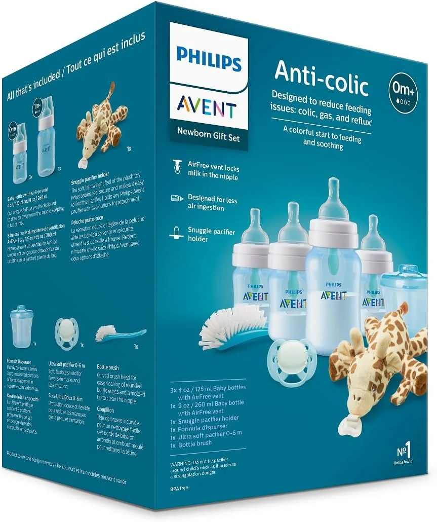 ست هدیه نوزادی ضد کولیک اونت فیلیپس با دریچه AirFree و عروسک، آبی، SCD307/03 ست هدیه نوزادی ضد کولیک اونت فیلیپس با دریچه AirFree و عروسک، آبی، SCD307/03