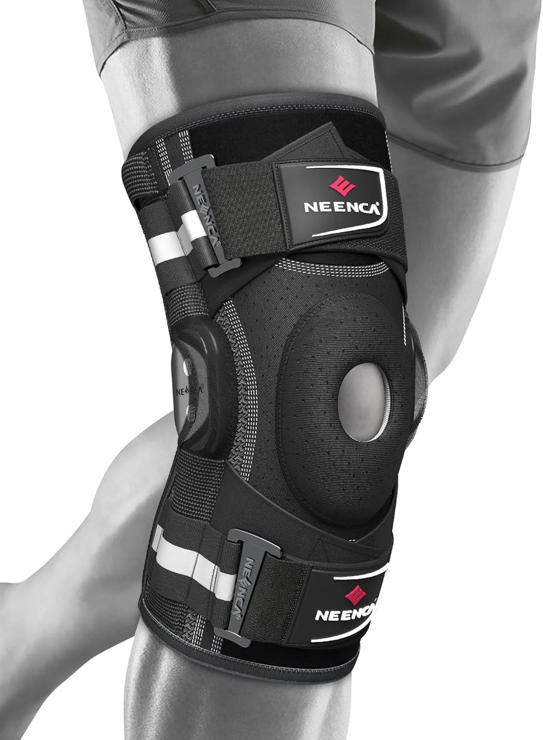 زانوبند لولایی حرفه ای NEENCA، زانوبند طبی با سیستم تثبیت کننده X-Strap ثبت شده. بهترین برای تسکین درد زانو، آرتروز، پارگی مینیسک، بهبودی آسیب، ACL، MCL، PCL، ورزش. مناسب برای مردان و زنان