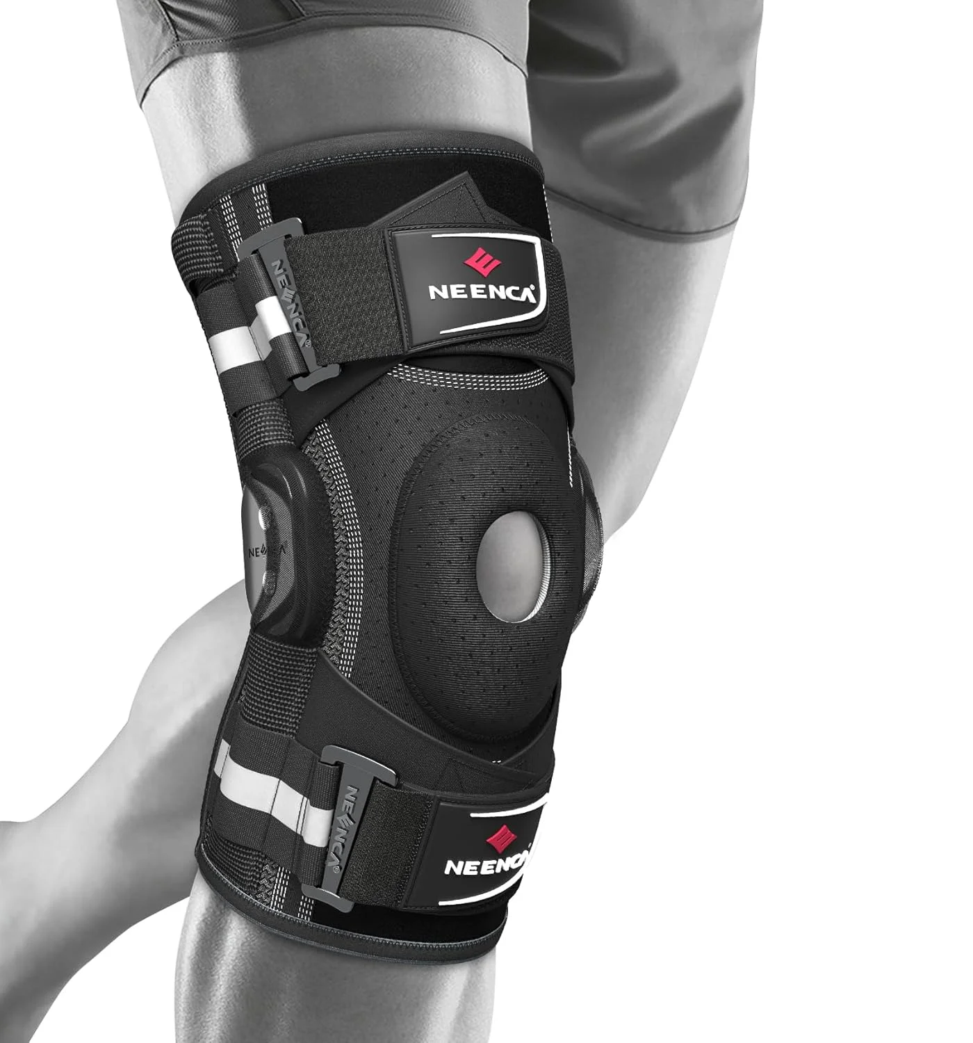 زانوبند حرفه ای NEENCA برای درد زانو، زانوبند لولایی قابل تنظیم با سیستم تثبیت کننده X-Strap ثبت شده، ثبات قوی برای تسکین درد مفاصل، آرتریت، پارگی مینیسک، ACL، PCL، دوندگان، ورزش ها