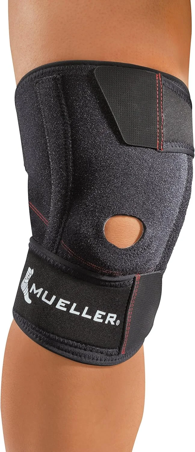 زانوبند تثبیت کننده دورپیچ Mueller، پد باز، سایز آزاد، مشکی