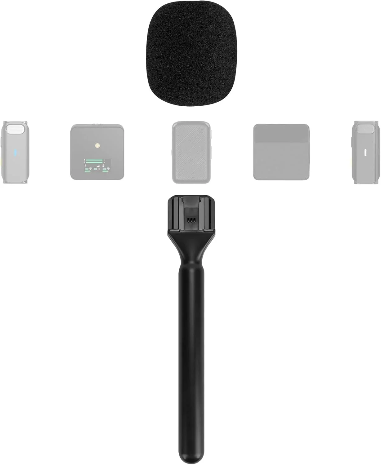 آداپتور میکروفون بی سیم مصاحبه Creators، آداپتور دستی Mic GO با بادگیر، پایه نگهدارنده میکروفون سازگار با MIC 1، MIC 2، Rode Wireless GO II (مشکی)