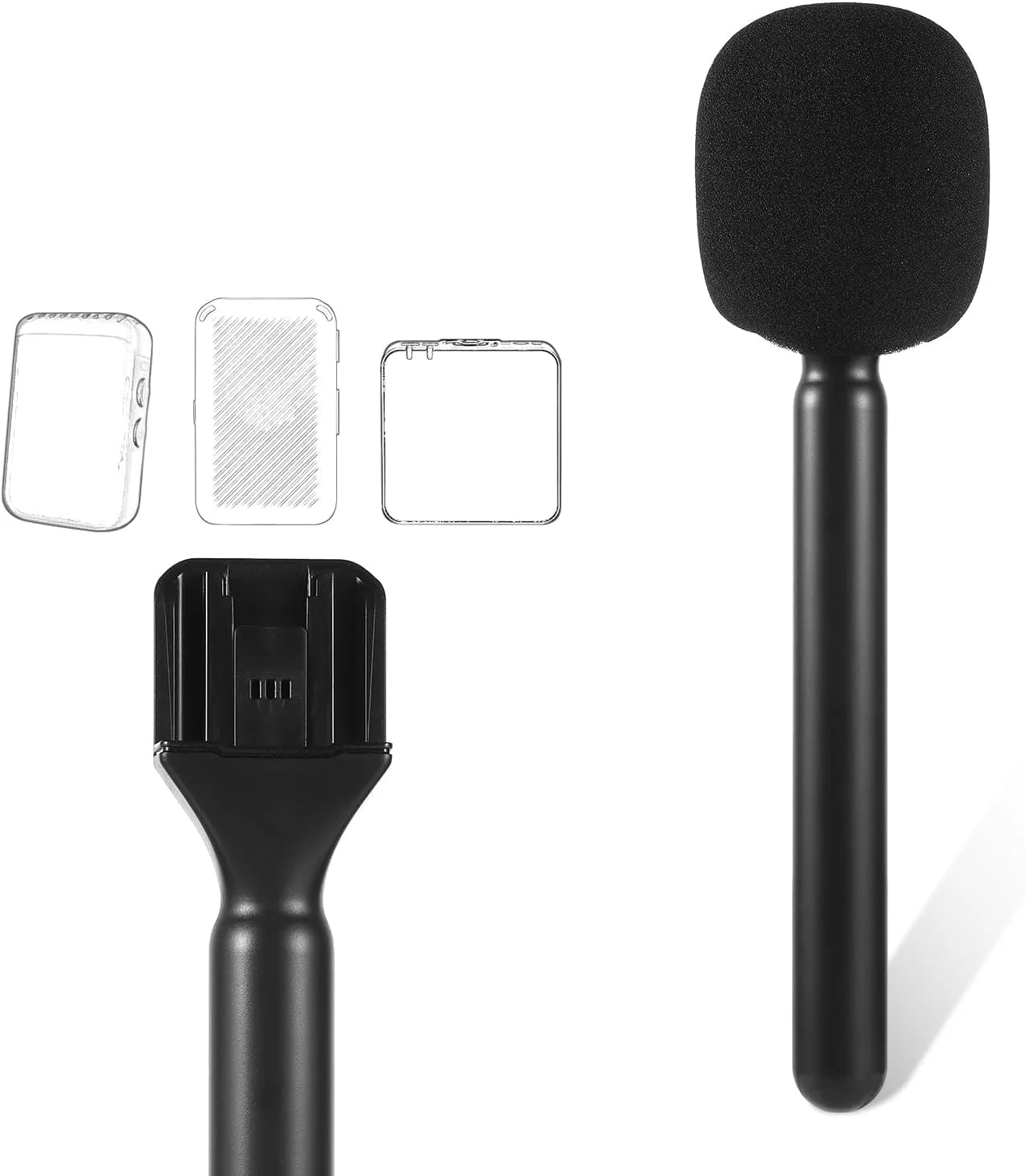 پایه نگهدارنده میکروفون با محافظ باد، آداپتور گیره میکروفون قابل تنظیم، لوازم جانبی میکروفون بی سیم برای مصاحبه، جایگزینی ریگ، پایه دستی میکروفون جهانی