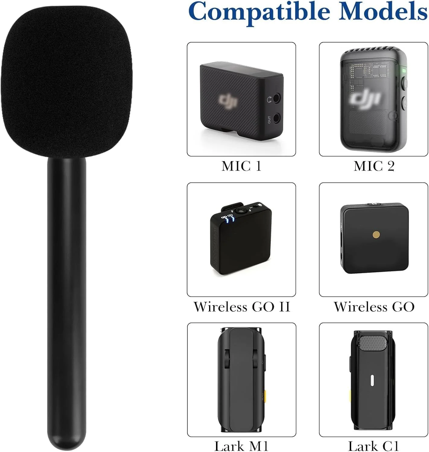 آداپتور میکروفون بی سیم مصاحبه Creators، آداپتور دستی Mic GO با بادگیر، پایه نگهدارنده میکروفون سازگار با MIC 1، MIC 2، Rode Wireless GO II (مشکی)