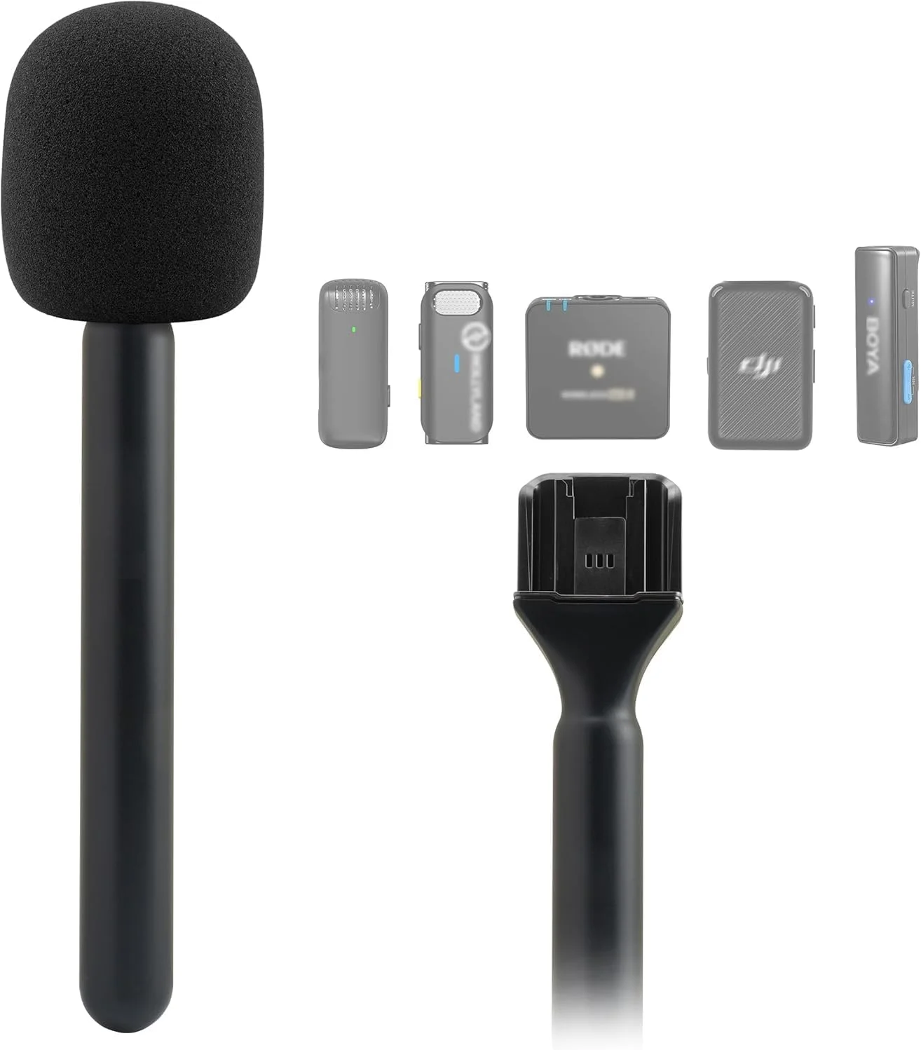 میکروفون بی سیم دستی با پایه آداپتور، دسته مصاحبه با مانت کفشک سرد، نگهدارنده فرستنده جهانی