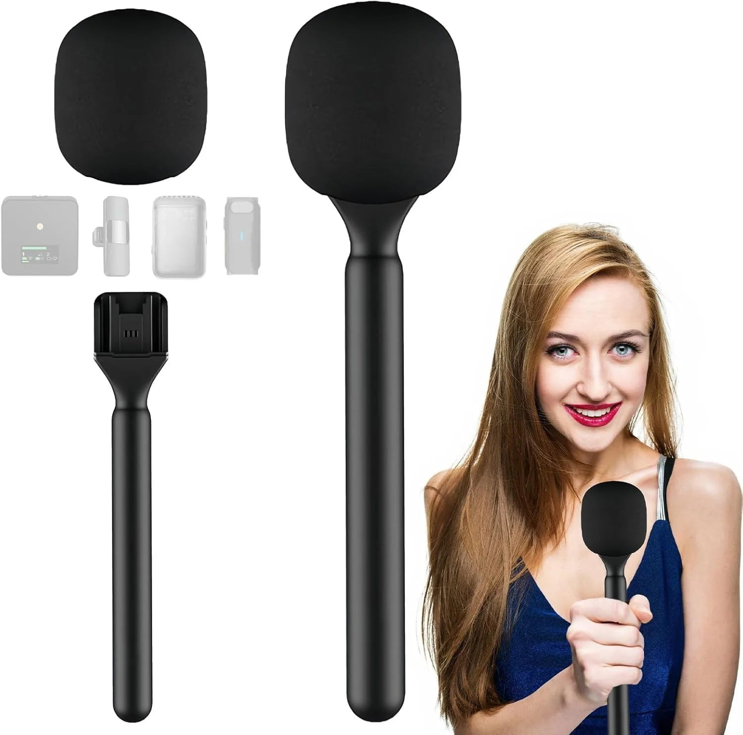 نگهدارنده میکروفون یقه ای یونیورسال برای پادکست، مصاحبه و ضبط - آداپتور دستی بی سیم