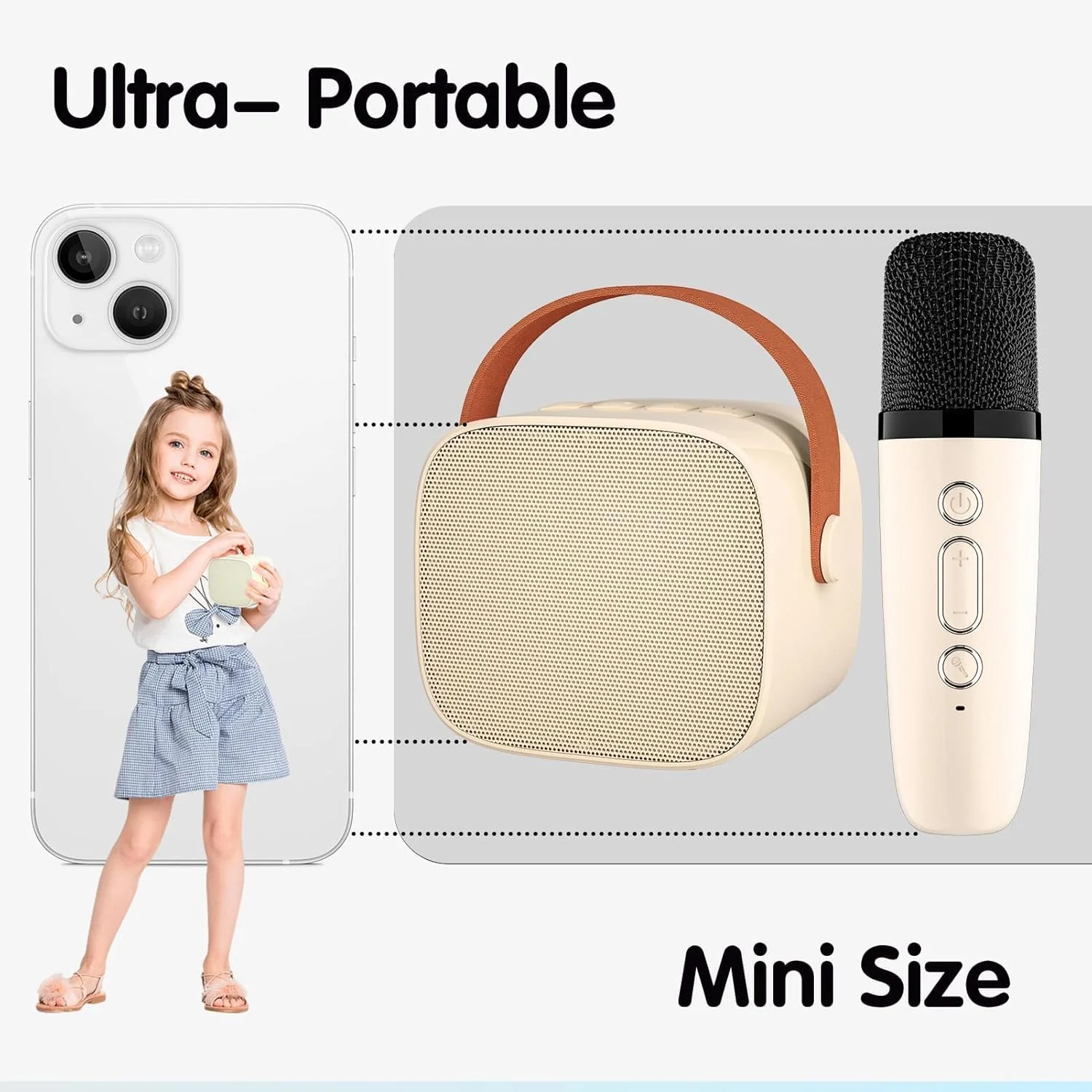 دستگاه کارائوکه قابل حمل با بلندگوی بلوتوث، میکروفون بی سیم، چراغ های LED، سیستم سرگرمی مهمانی کودکان، کرم