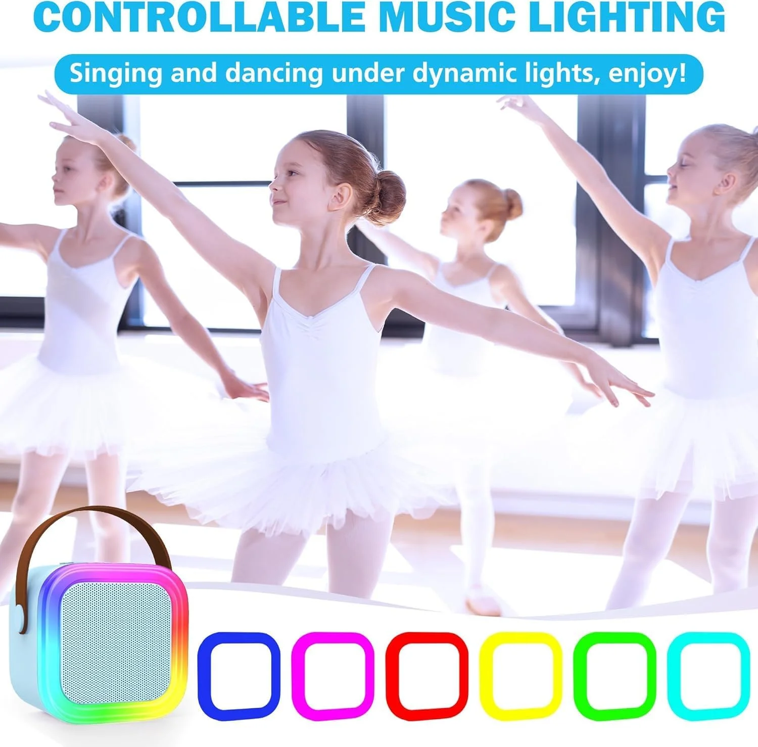 دستگاه کارائوکه قابل حمل با 2 میکروفون بی سیم، بلندگوی بلوتوث، هدیه مهمانی کودکان، رنگ های متنوع دستگاه کارائوکه قابل حمل با 2 میکروفون بی سیم، بلندگوی بلوتوث، هدیه مهمانی کودکان، رنگ های متنوع