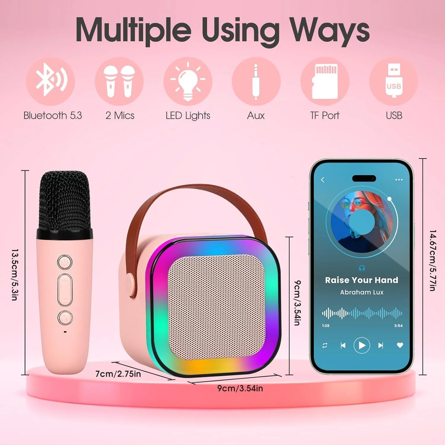 دستگاه کارائوکه Elterazone برای کودکان و بزرگسالان | اسپیکر بلوتوث قابل حمل با 2 میکروفون بی سیم و نورهای پویا | هدیه تولد، KTV خانگی، فضای باز، مسافرت (صورتی، 5 اینچ) دستگاه کارائوکه Elterazone برای کودکان و بزرگسالان | اسپیکر بلوتوث قابل حمل با 2 میکروفون بی سیم و نورهای پویا | هدیه تولد، KTV خانگی، فضای باز، مسافرت (صورتی، 5 اینچ)