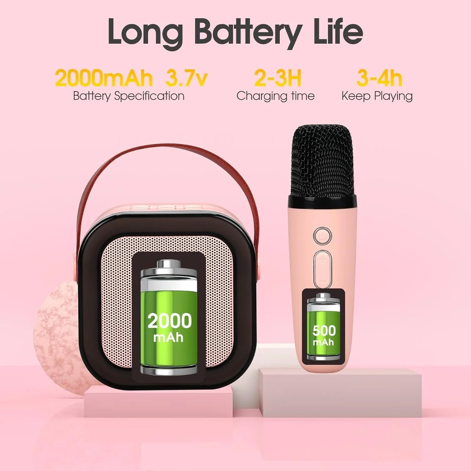 دستگاه کارائوکه Elterazone برای کودکان و بزرگسالان | اسپیکر بلوتوث قابل حمل با 2 میکروفون بی سیم و نورهای پویا | هدیه تولد، KTV خانگی، فضای باز، مسافرت (صورتی، 5 اینچ) دستگاه کارائوکه Elterazone برای کودکان و بزرگسالان | اسپیکر بلوتوث قابل حمل با 2 میکروفون بی سیم و نورهای پویا | هدیه تولد، KTV خانگی، فضای باز، مسافرت (صورتی، 5 اینچ)