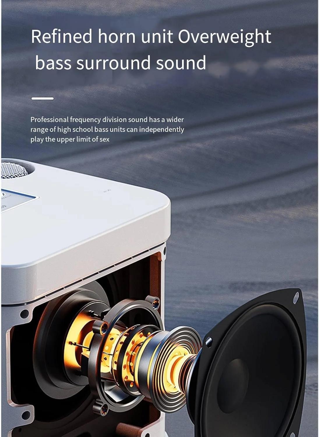 اسپیکر بلوتوث قابل حمل با میکروفون – 5.0، شارژ USB، اسپیکر بی‌سیم صدای فراگیر برای آواز خواندن و تلویزیون هوشمند (قرمز)