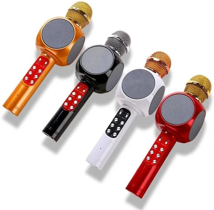 میکروفون کارائوکه بلوتوثی بی سیم 4 در 1 ELTERAZONE، دستگاه بلندگوی قابل حمل دستی، پخش کننده KTV خانگی با عملکرد ضبط، سازگار با دستگاه های Android و iOS (طلایی رز-سفید)
