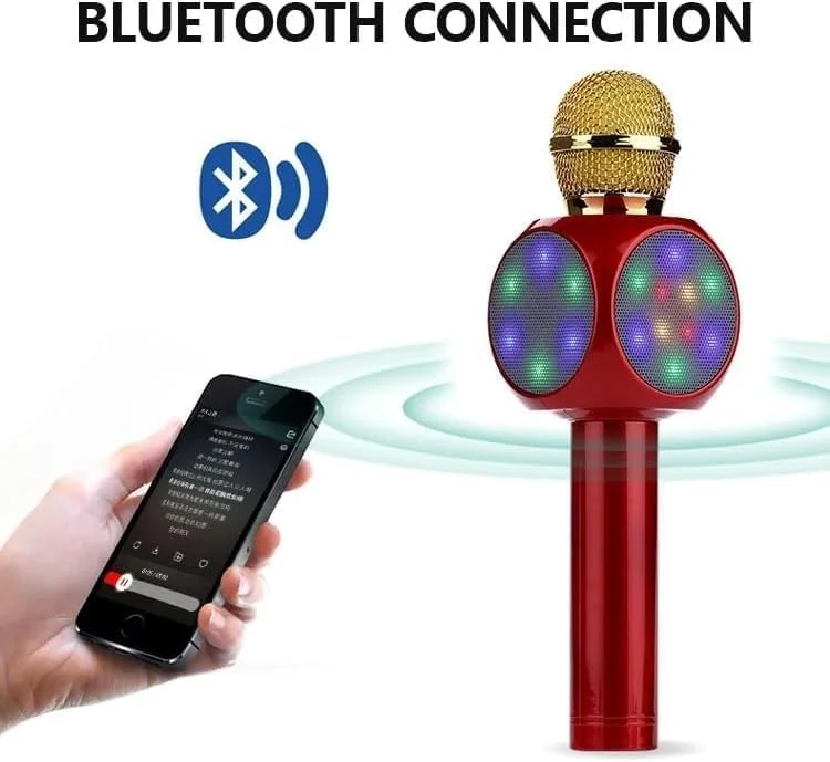 میکروفون کارائوکه بلوتوثی بی سیم 4 در 1 ELTERAZONE، دستگاه بلندگوی قابل حمل دستی، پخش کننده KTV خانگی با عملکرد ضبط، سازگار با دستگاه های Android و iOS (طلایی رز-سفید)