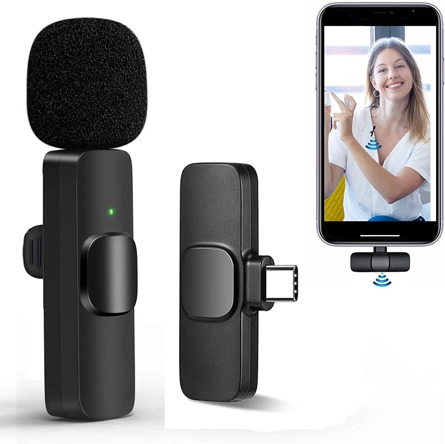میکروفون یقه ای بی سیم حرفه ای ELTERAZONE برای گوشی های اندروید - میکروفون ضبط کندانسور همه جهته بی سیم برای مصاحبه، پادکست ویدیویی، ولاگ یوتیوب (بدون نیاز به برنامه/بلوتوث)