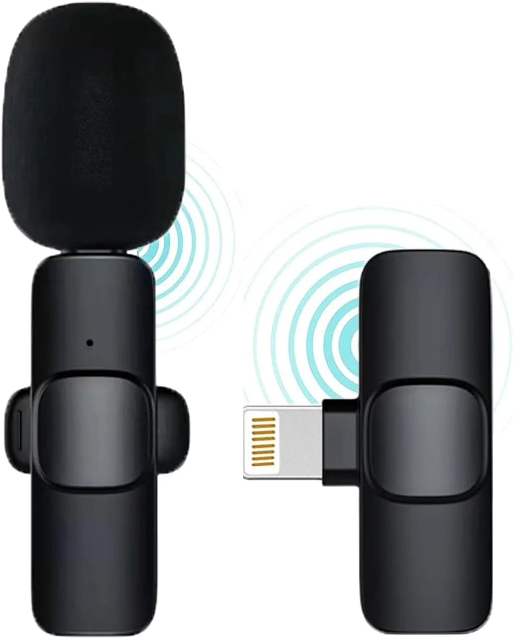 میکروفون یقه ای بی سیم ELTERAZONE برای آیفون، میکروفون کوچک ضبط صدا با قابلیت اتصال فوری، کاهش نویز و همگام سازی خودکار برای ضبط ویدیو، ولاگ، یوتیوب، تیک تاک، مصاحبه (میکروفون، مشکی)