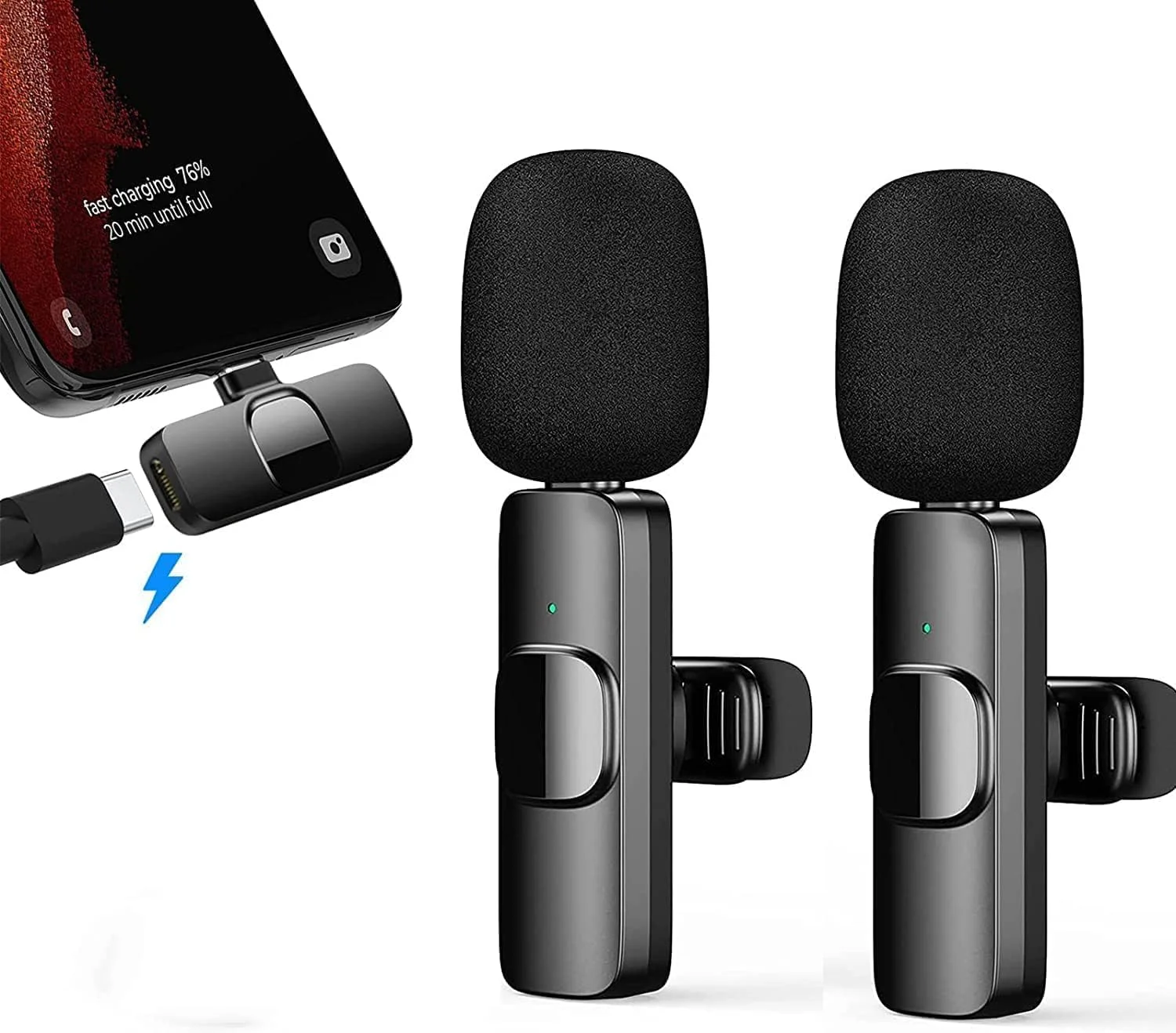 میکروفون بی سیم Type-C التر آزون، میکروفون گیره ای بی سیم، میکروفون ضبط ویدئو Type-C، میکروفون یقه ای بی سیم برای آواز خواندن، میکروفون مینیاتوری، میکروفون حرفه ای. (ELT1)