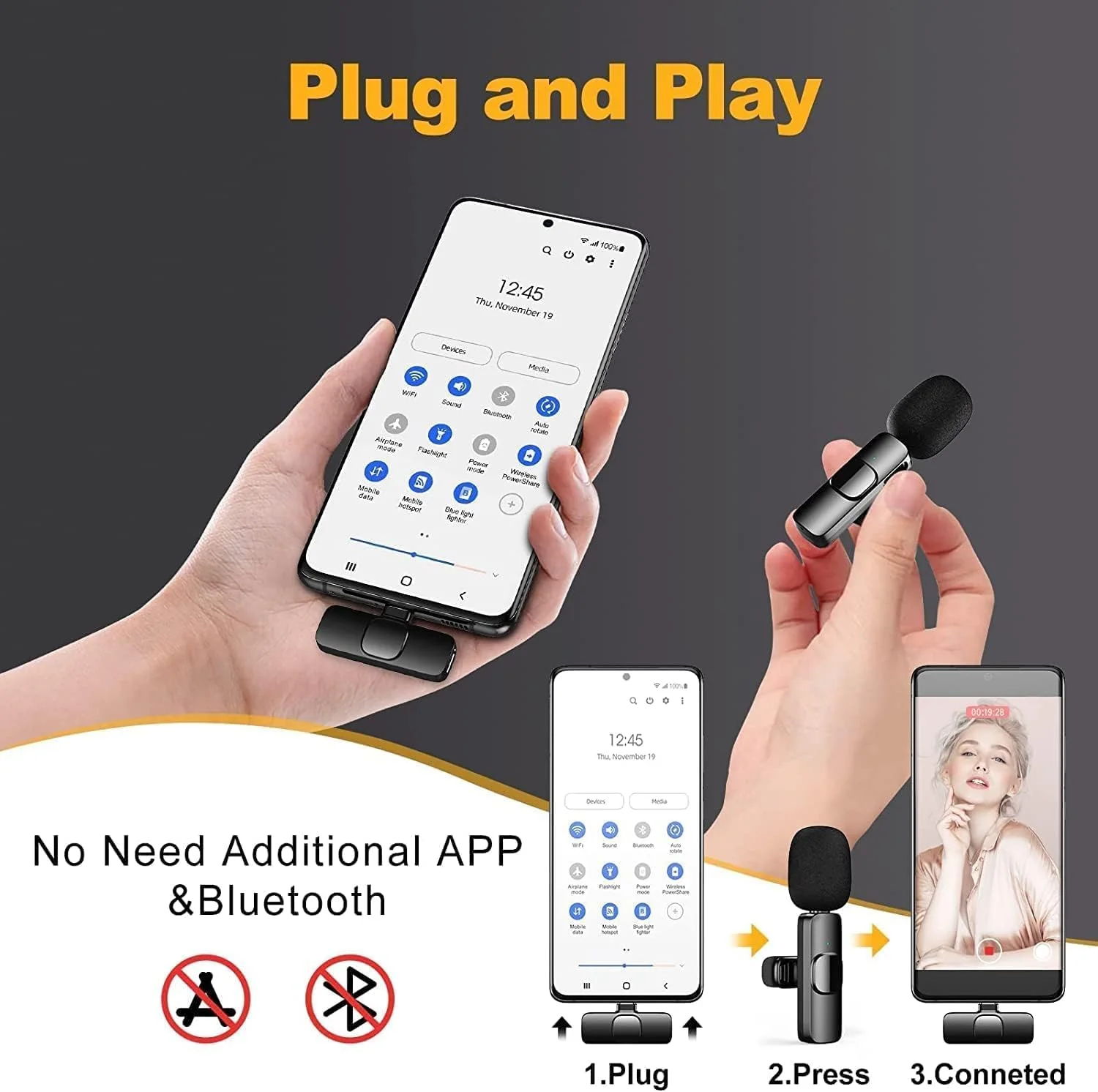 میکروفون بی سیم Type-C التر آزون، میکروفون گیره ای بی سیم، میکروفون ضبط ویدئو Type-C، میکروفون یقه ای بی سیم برای آواز خواندن، میکروفون مینیاتوری، میکروفون حرفه ای. (ELT1) میکروفون بی سیم Type-C التر آزون، میکروفون گیره ای بی سیم، میکروفون ضبط ویدئو Type-C، میکروفون یقه ای بی سیم برای آواز خواندن، میکروفون مینیاتوری، میکروفون حرفه ای. (ELT1)