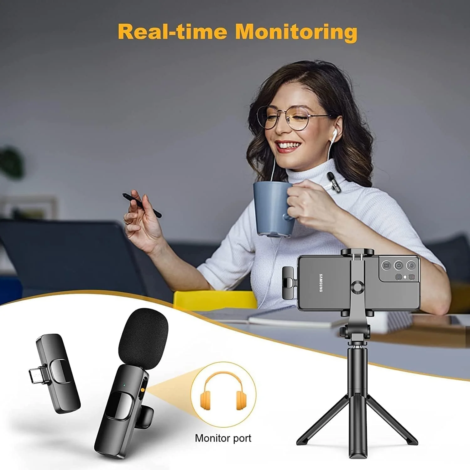 میکروفون بی سیم Type-C التر آزون، میکروفون گیره ای بی سیم، میکروفون ضبط ویدئو Type-C، میکروفون یقه ای بی سیم برای آواز خواندن، میکروفون مینیاتوری، میکروفون حرفه ای. (ELT1) میکروفون بی سیم Type-C التر آزون، میکروفون گیره ای بی سیم، میکروفون ضبط ویدئو Type-C، میکروفون یقه ای بی سیم برای آواز خواندن، میکروفون مینیاتوری، میکروفون حرفه ای. (ELT1)