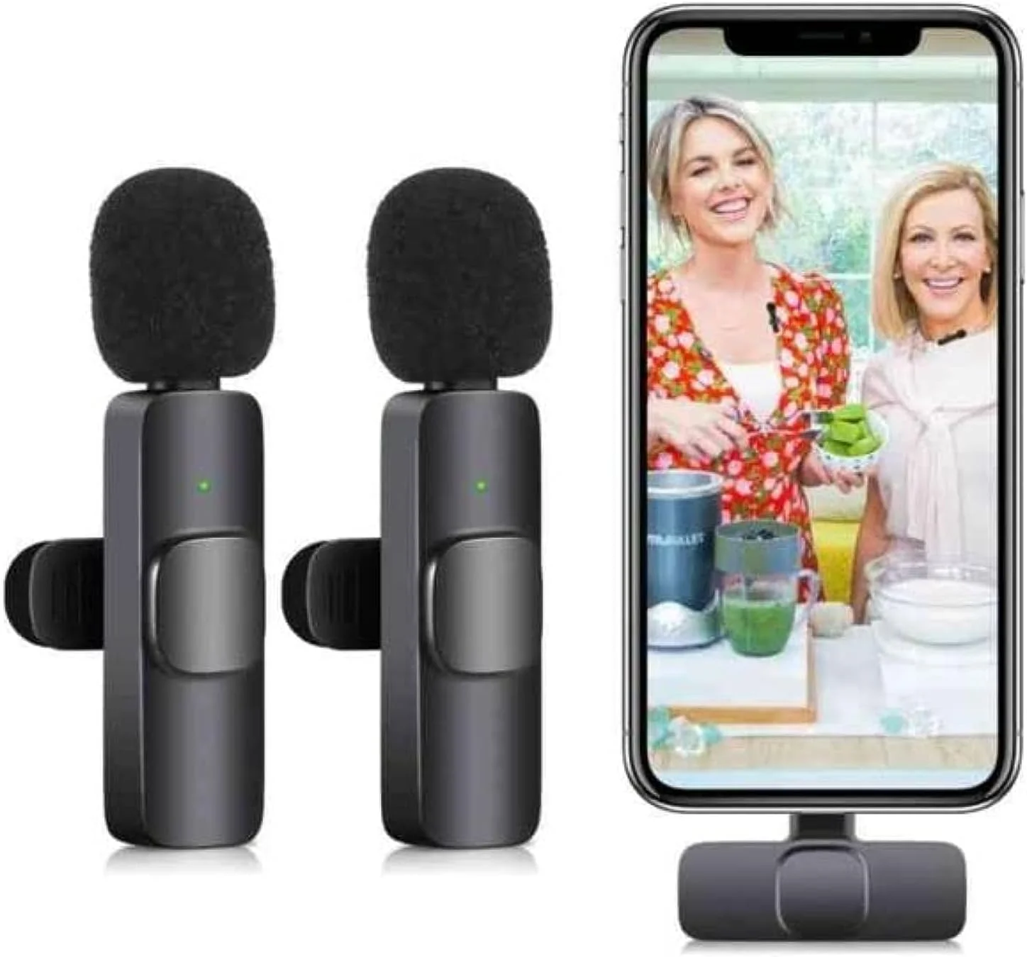 میکروفون یقه ای بی سیم ELTERAZONE 2 در 1 برای iPad، YouTube، Facebook Live Streaming، ضبط صدا Vlog، میکروفون مینی بی سیم با قابلیت کاهش نویز و Plug-Play- Bluetooth