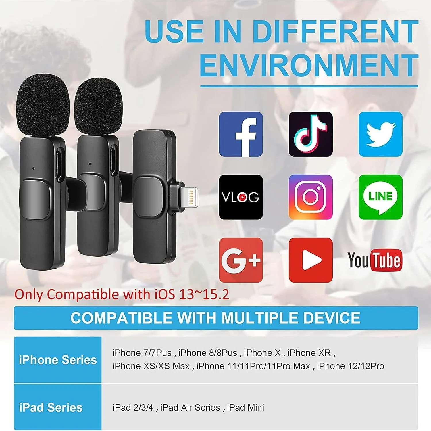 میکروفون یقه ای بی سیم ELTERAZONE برای آیفون آیپد، میکروفون بی سیم Plug-Play برای ضبط، پخش زنده، یوتیوب، تیک تاک، فیس بوک، کاهش نویز همگام سازی خودکار میکروفون یقه ای بی سیم ELTERAZONE برای آیفون آیپد، میکروفون بی سیم Plug-Play برای ضبط، پخش زنده، یوتیوب، تیک تاک، فیس بوک، کاهش نویز همگام سازی خودکار