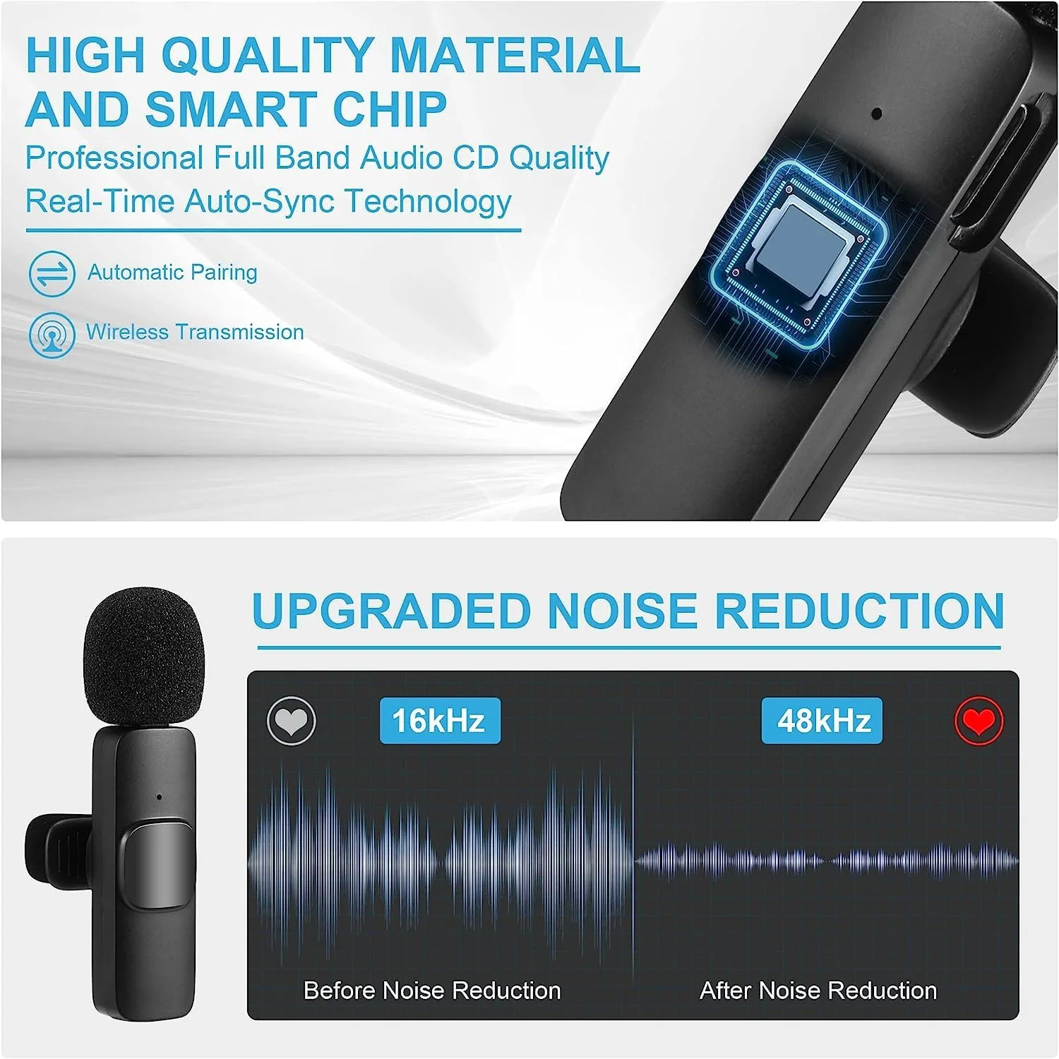 میکروفون یقه ای بی سیم ELTERAZONE برای آیفون آیپد، میکروفون بی سیم Plug-Play برای ضبط، پخش زنده، یوتیوب، تیک تاک، فیس بوک، کاهش نویز همگام سازی خودکار میکروفون یقه ای بی سیم ELTERAZONE برای آیفون آیپد، میکروفون بی سیم Plug-Play برای ضبط، پخش زنده، یوتیوب، تیک تاک، فیس بوک، کاهش نویز همگام سازی خودکار
