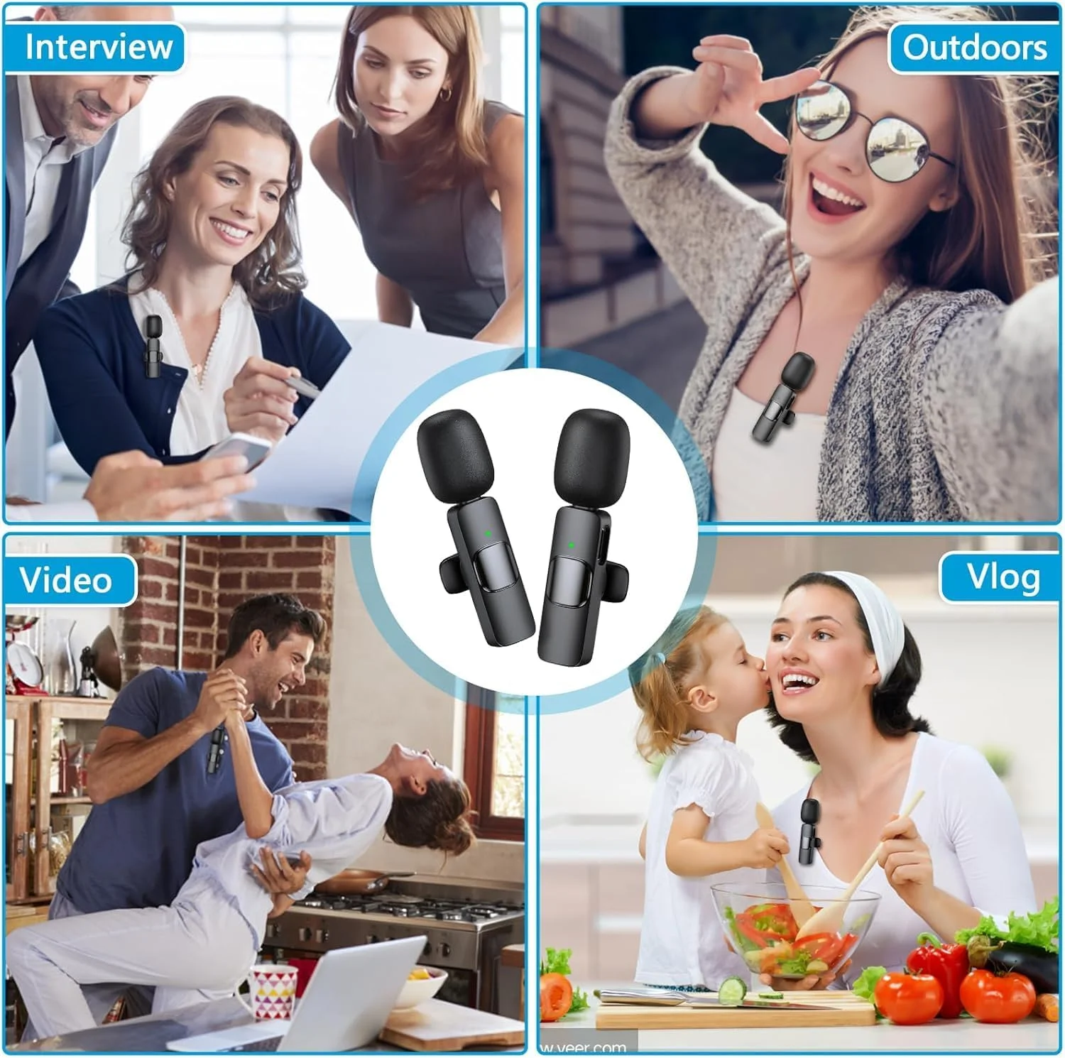 میکروفون USB-C بیسیم، بسته 2 عددی، میکروفون یقهای کوچک برای گوشی اندروید، ضبط و پخش زنده میکروفون USB-C بیسیم، بسته 2 عددی، میکروفون یقهای کوچک برای گوشی اندروید، ضبط و پخش زنده