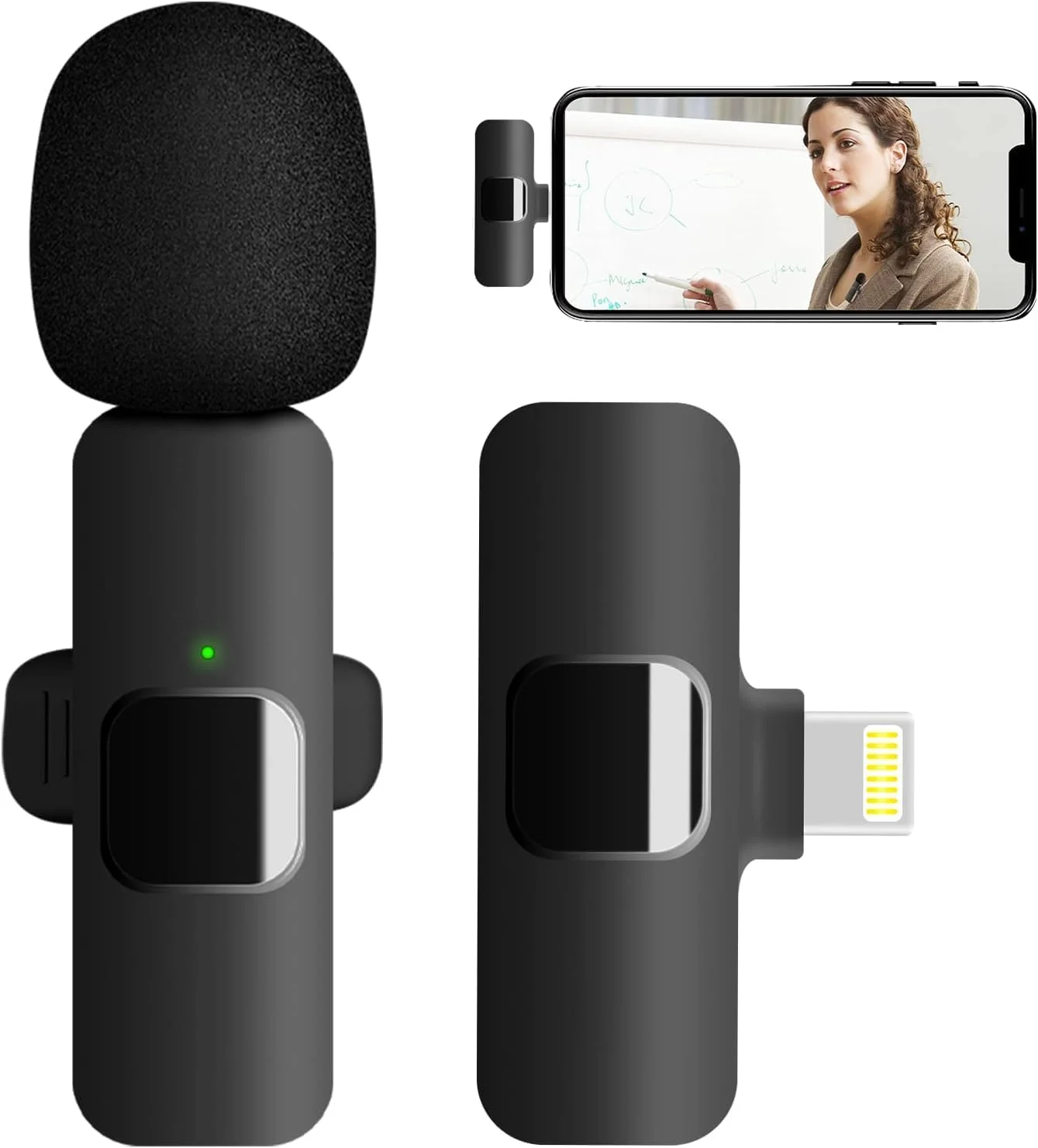میکروفون یقه ای بی سیم حرفه ای برای دستگاه های مختلف - میکروفون ضبط کندانسور همه جهته بی سیم برای مصاحبه، ویدئو، پادکست، ولاگ، یوتیوب